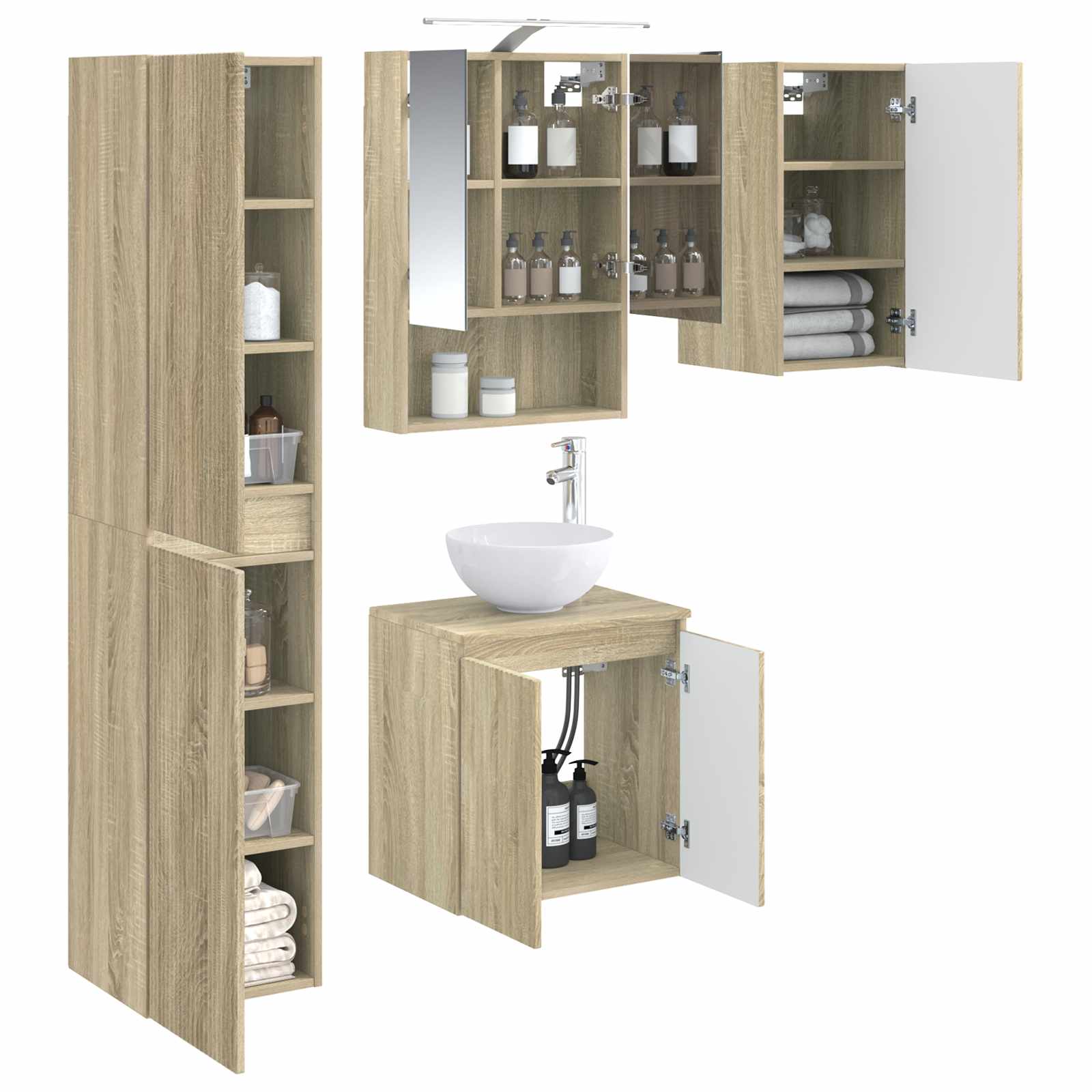 Set ormarića za kupaonicu 5 pcs Hrast sonoma 50 x 14,5 x 70 cm