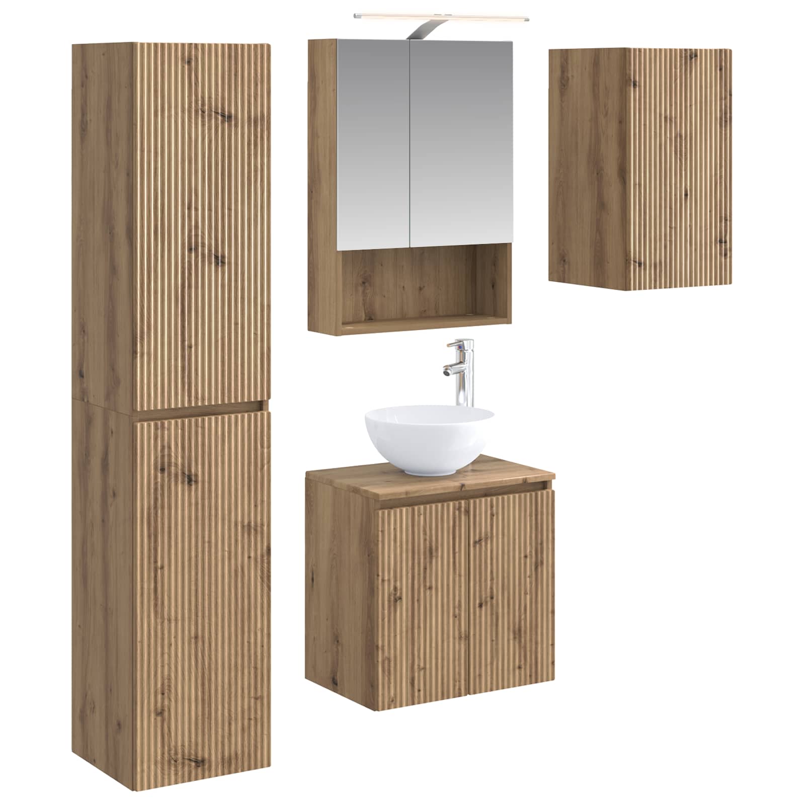 Set ormarića za kupaonicu 5 pcs Hrast artisan 50 x 14,5 x 70 cm