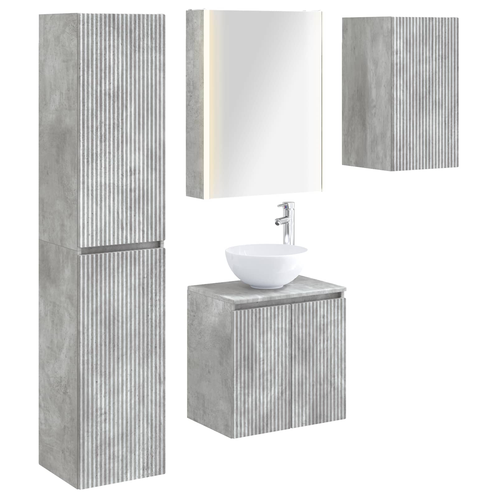 Set ormarića za kupaonicu 5 pcs Betonska siva 53 x 15,5 x 70 cm
