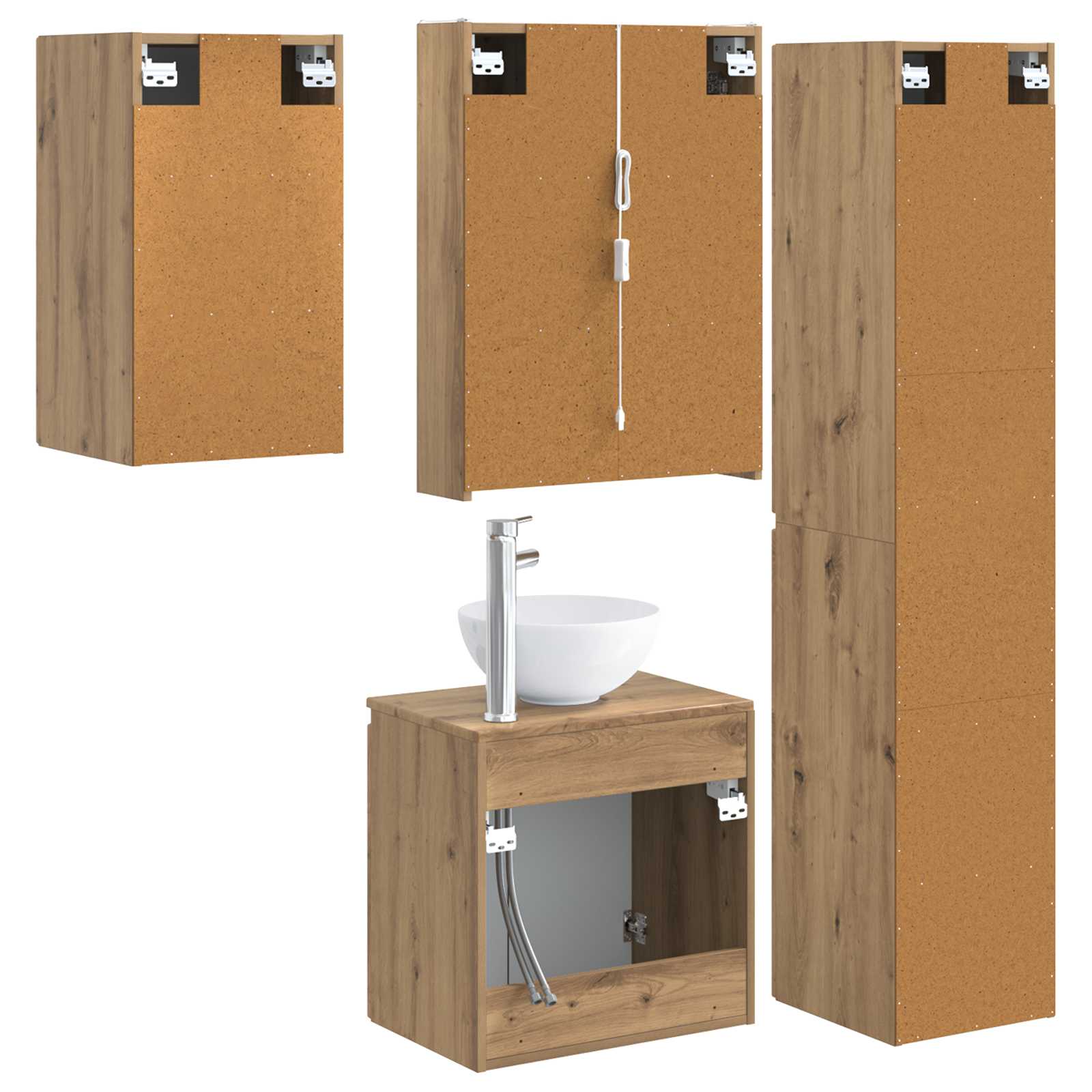Set ormarića za kupaonicu 5 pcs Hrast artisan 53 x 15,5 x 70 cm