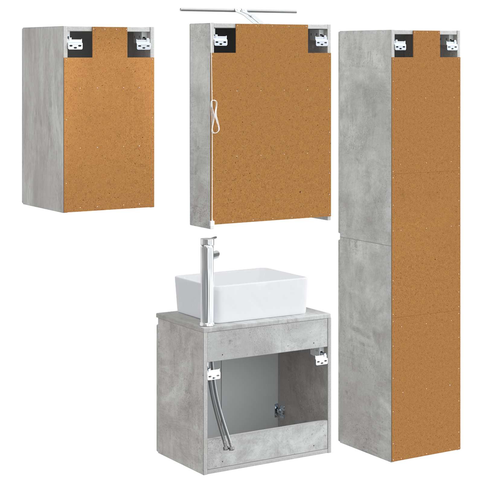 Set ormarića za kupaonicu 5 pcs Betonska siva 50 x 14,5 x 70 cm
