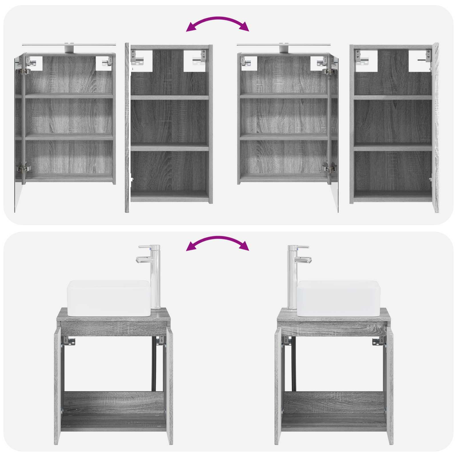 Set ormarića za kupaonicu 5 pcs Siva Sonoma 50 x 14,5 x 70 cm