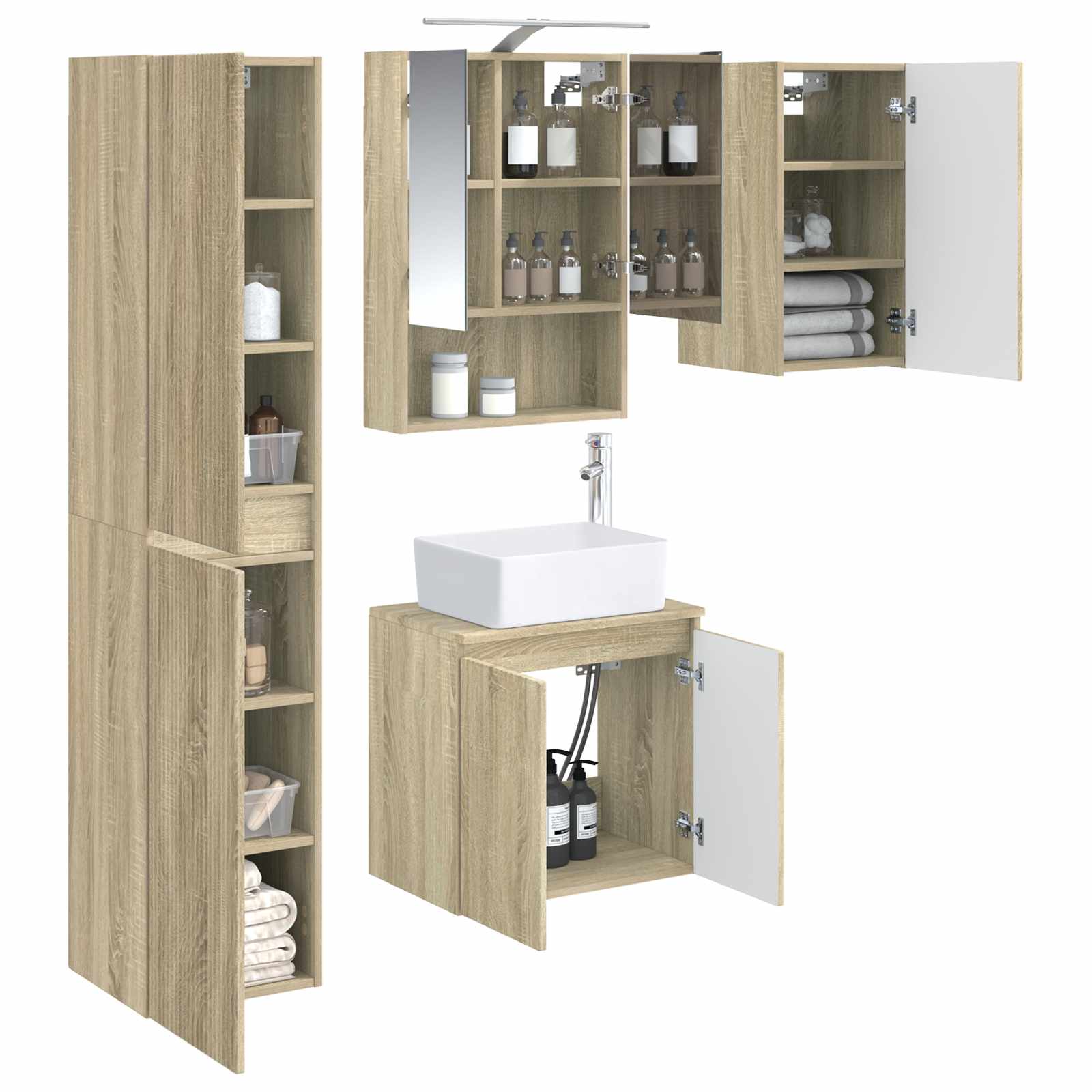 Set ormarića za kupaonicu 5 pcs Hrast sonoma 50 x 14,5 x 70 cm