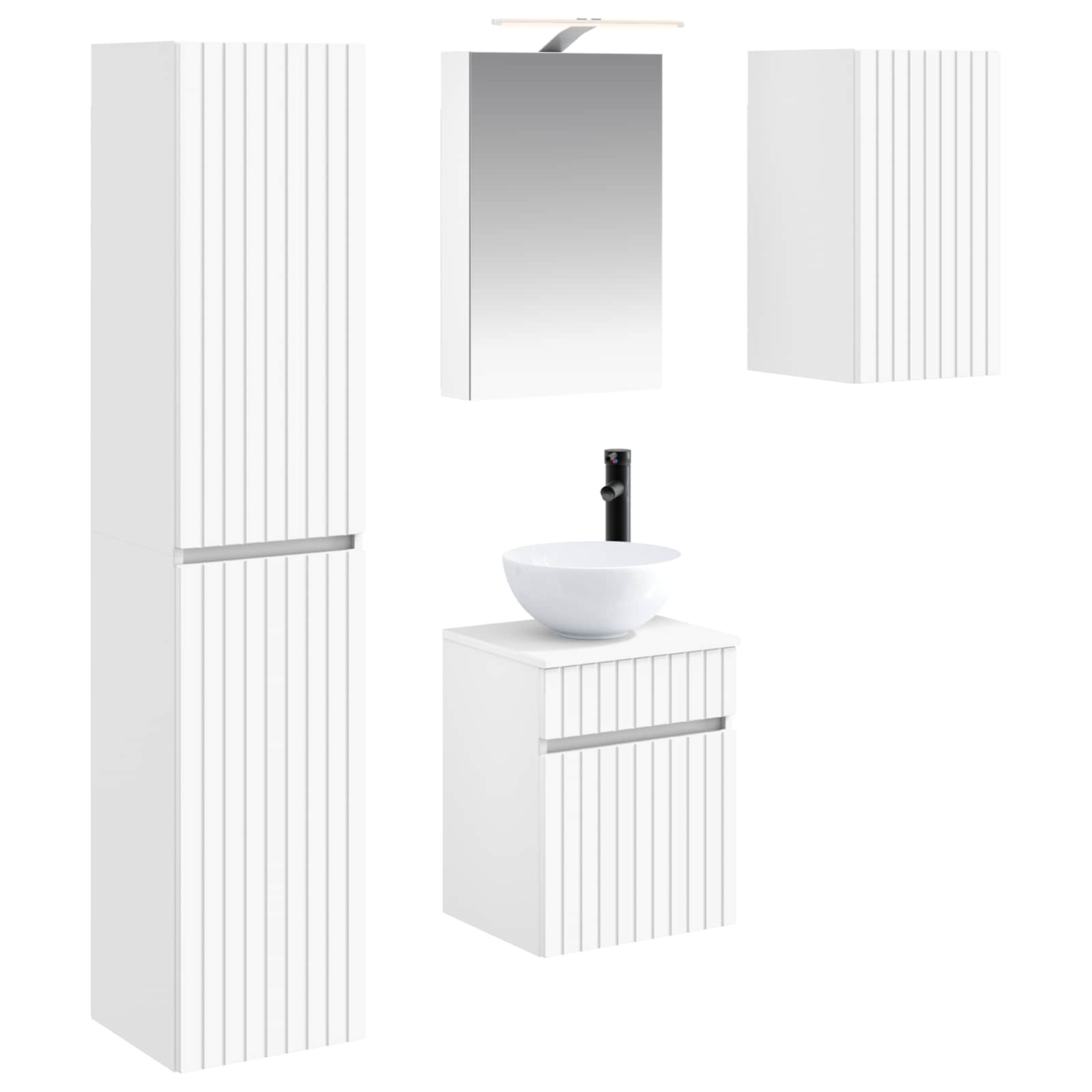 Set ormarića za kupaonicu 5 pcs Bijela 40 x 10,5 x 60,5 cm