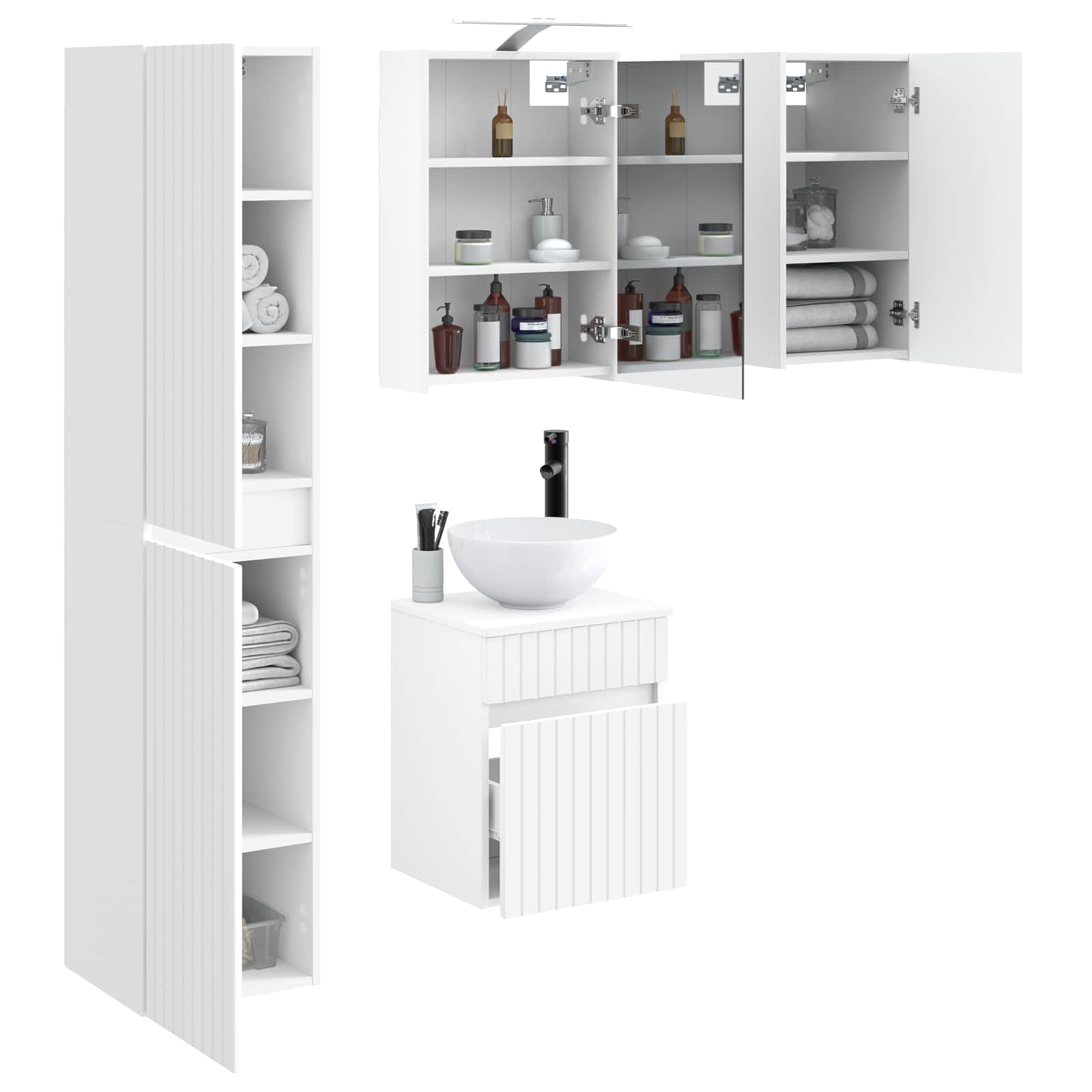 Set ormarića za kupaonicu 5 pcs Bijela 43 x 16 x 62,5 cm