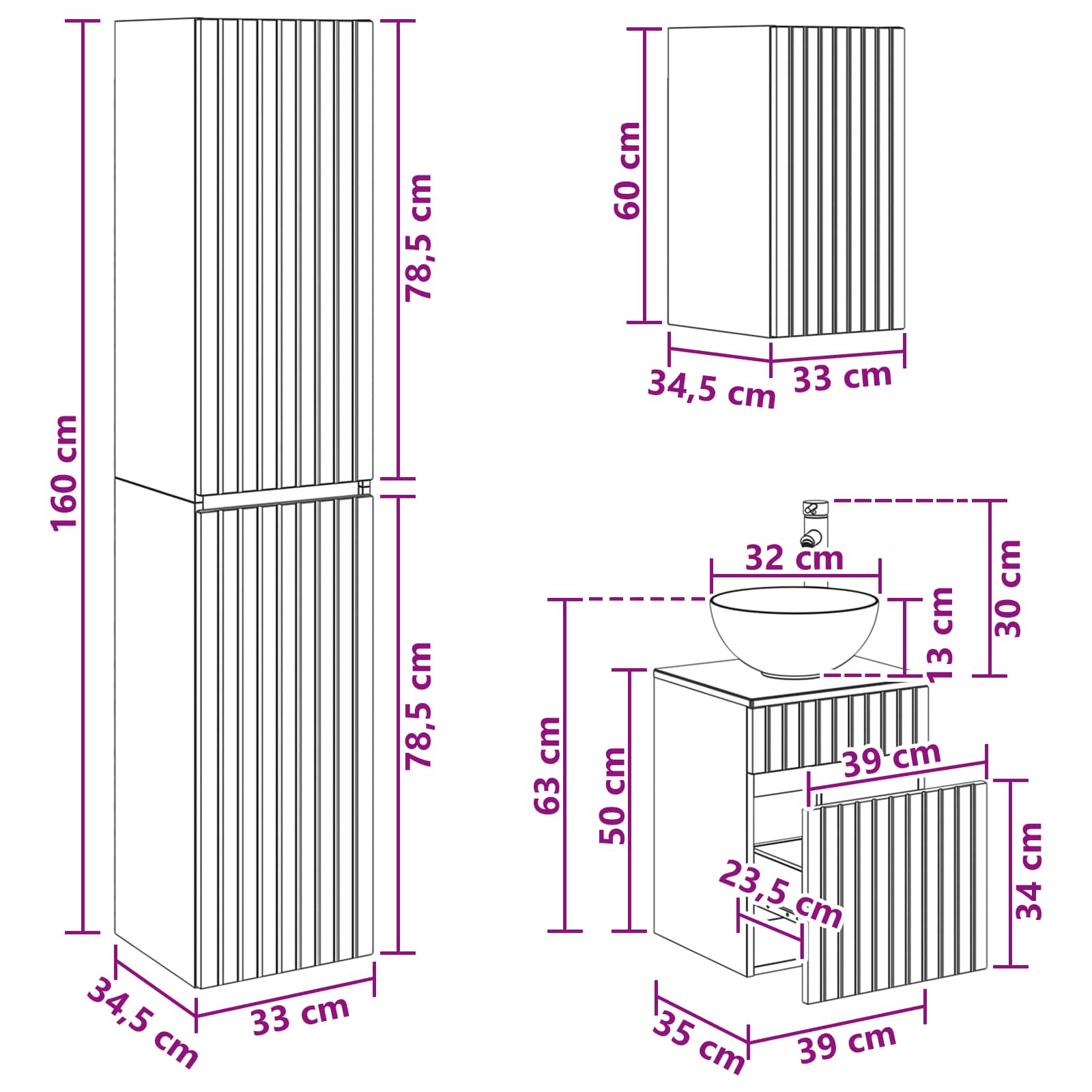 Set ormarića za kupaonicu 5 pcs Hrast sonoma 43 x 16 x 62,5 cm