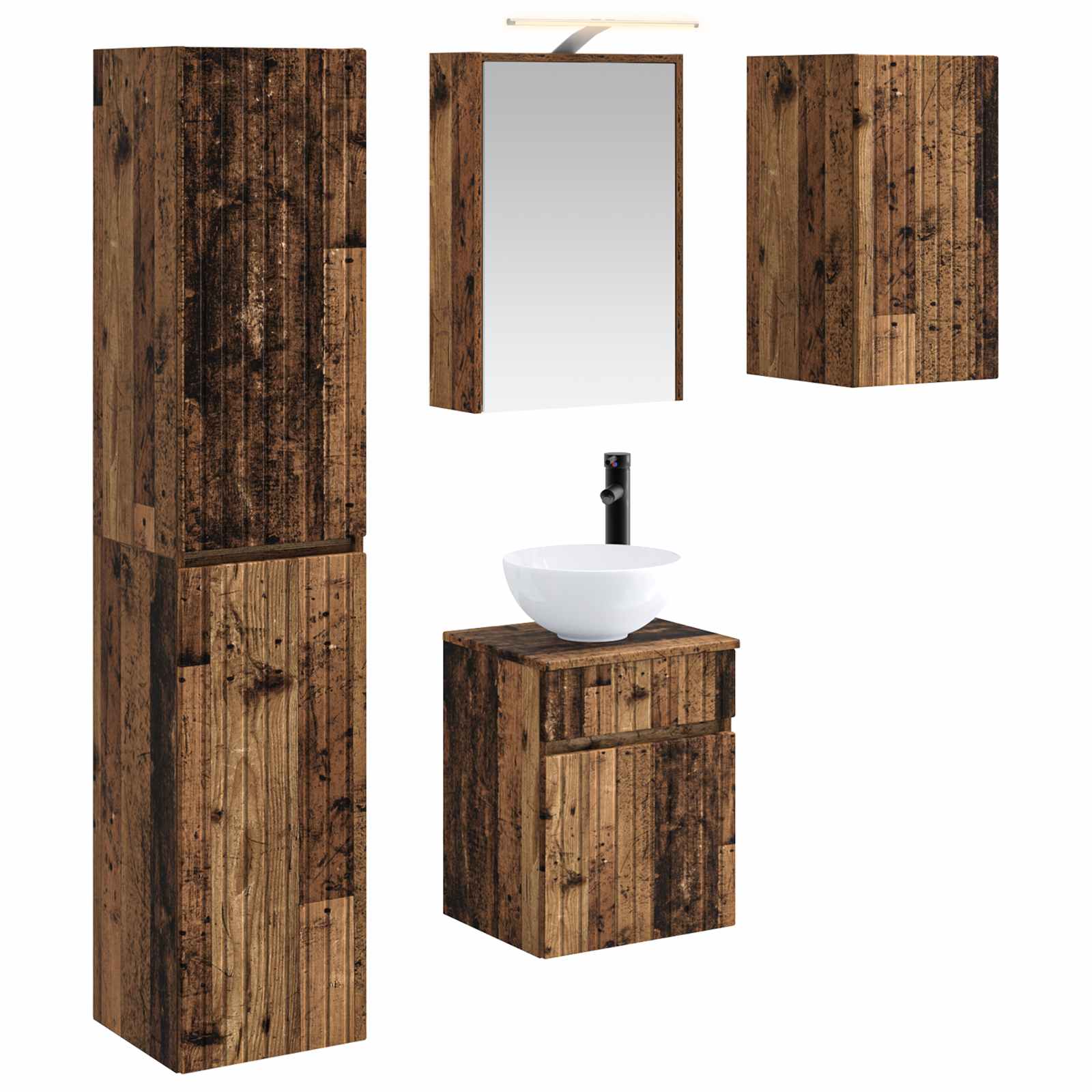 Set ormarića za kupaonicu 5 pcs Staro drvo 43 x 16 x 62,5 cm