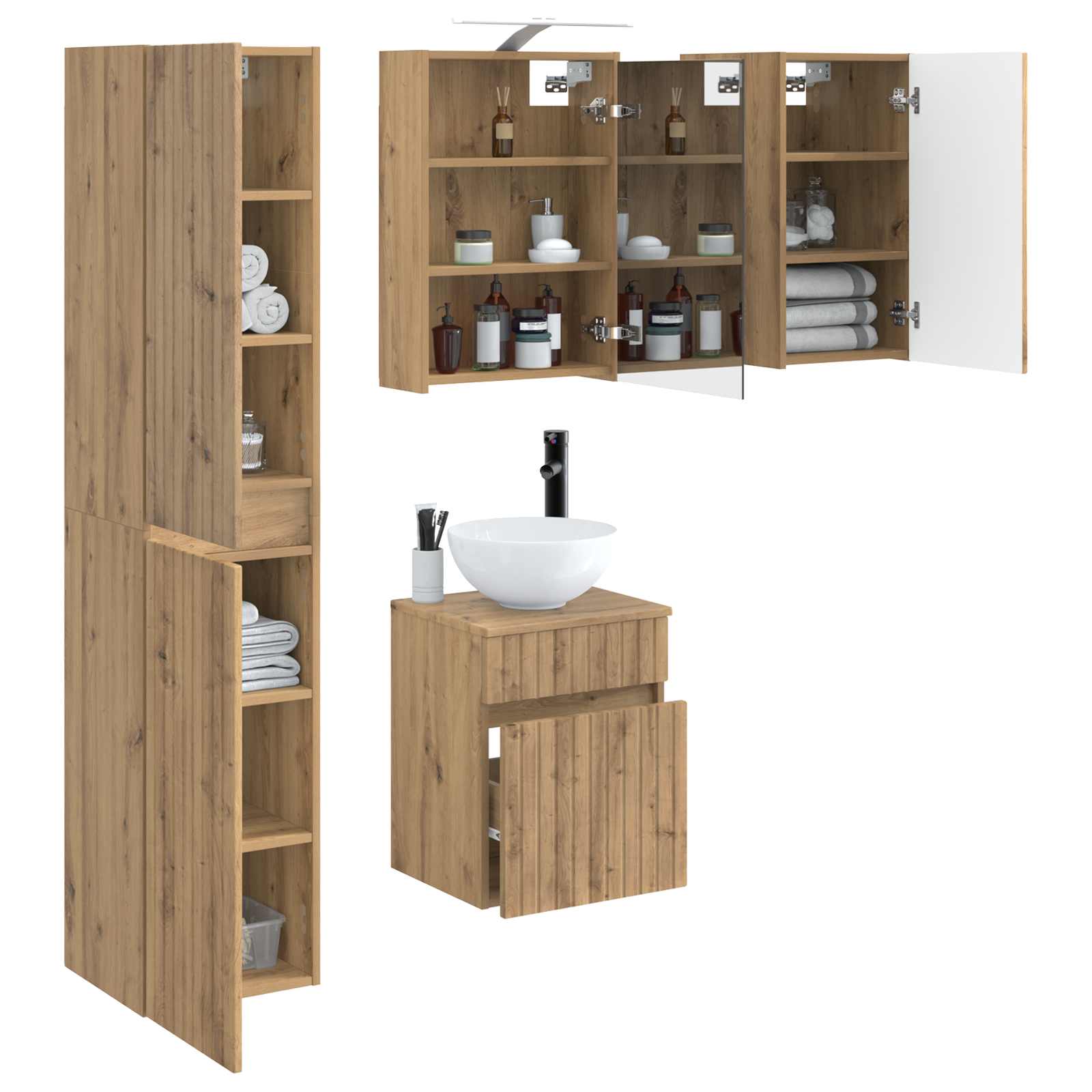 Set ormarića za kupaonicu 5 pcs Hrast artisan 43 x 16 x 62,5 cm