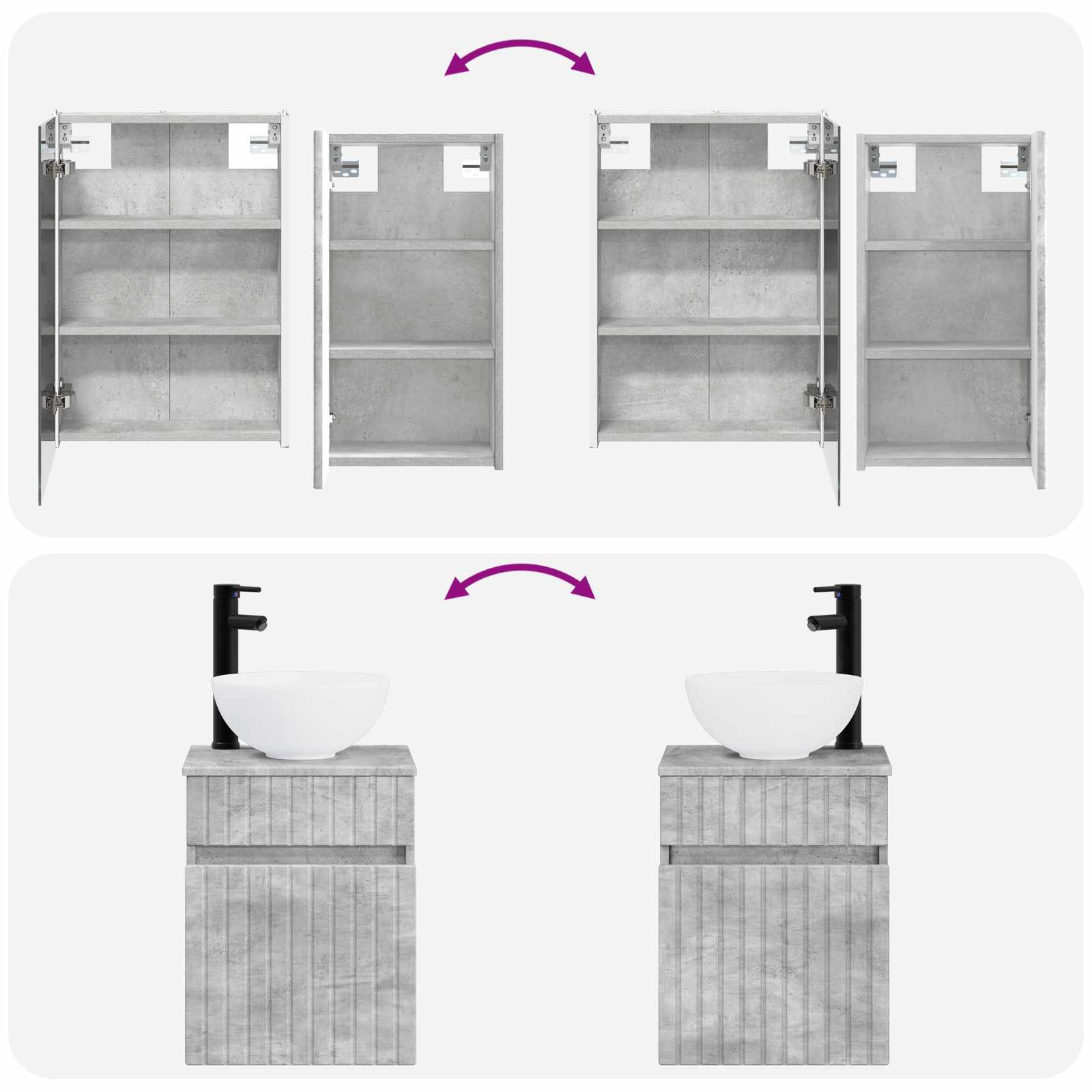 Set ormarića za kupaonicu 5 pcs Betonska siva