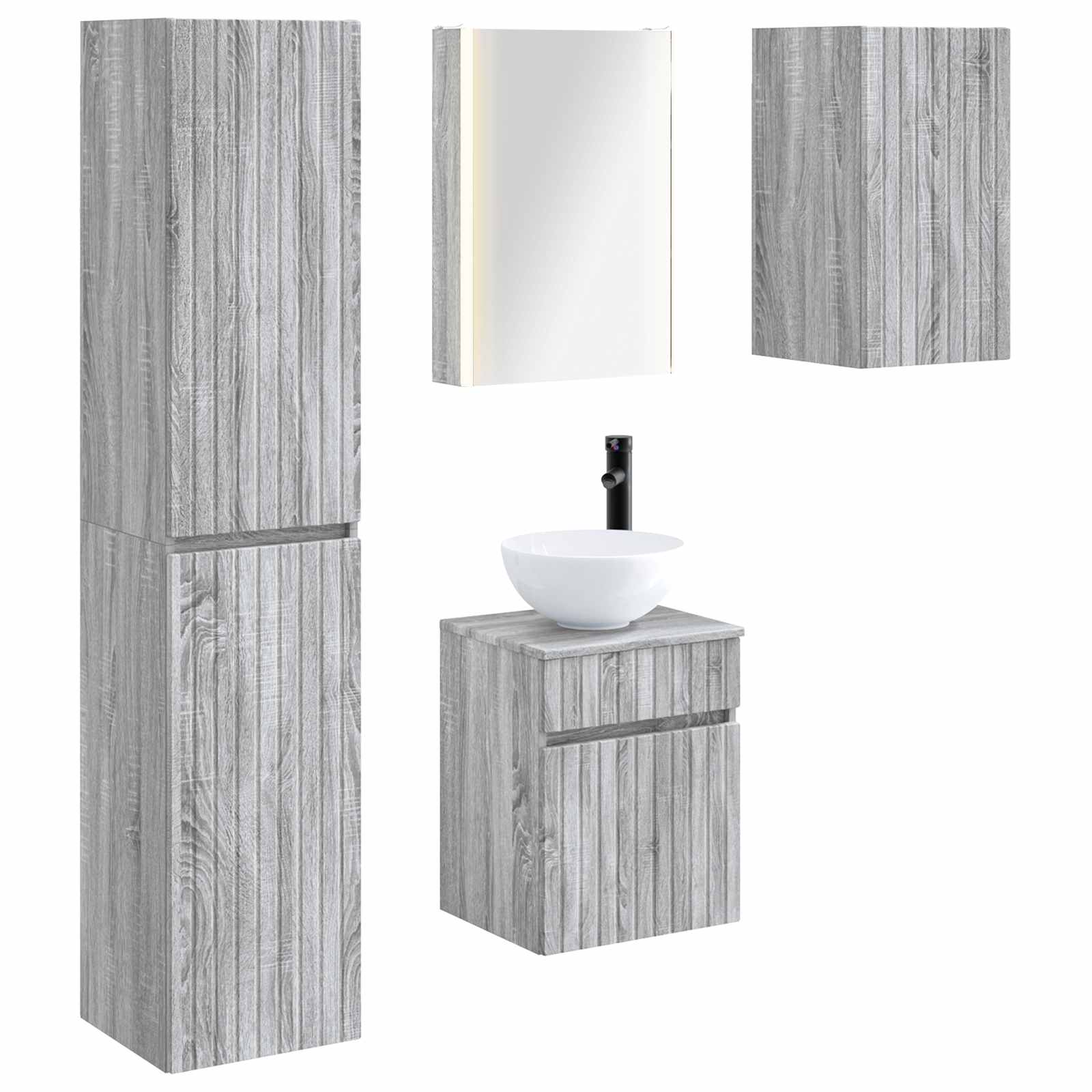 Set ormarića za kupaonicu 5 pcs Siva Sonoma 43 x 11,5 x 60,5 cm