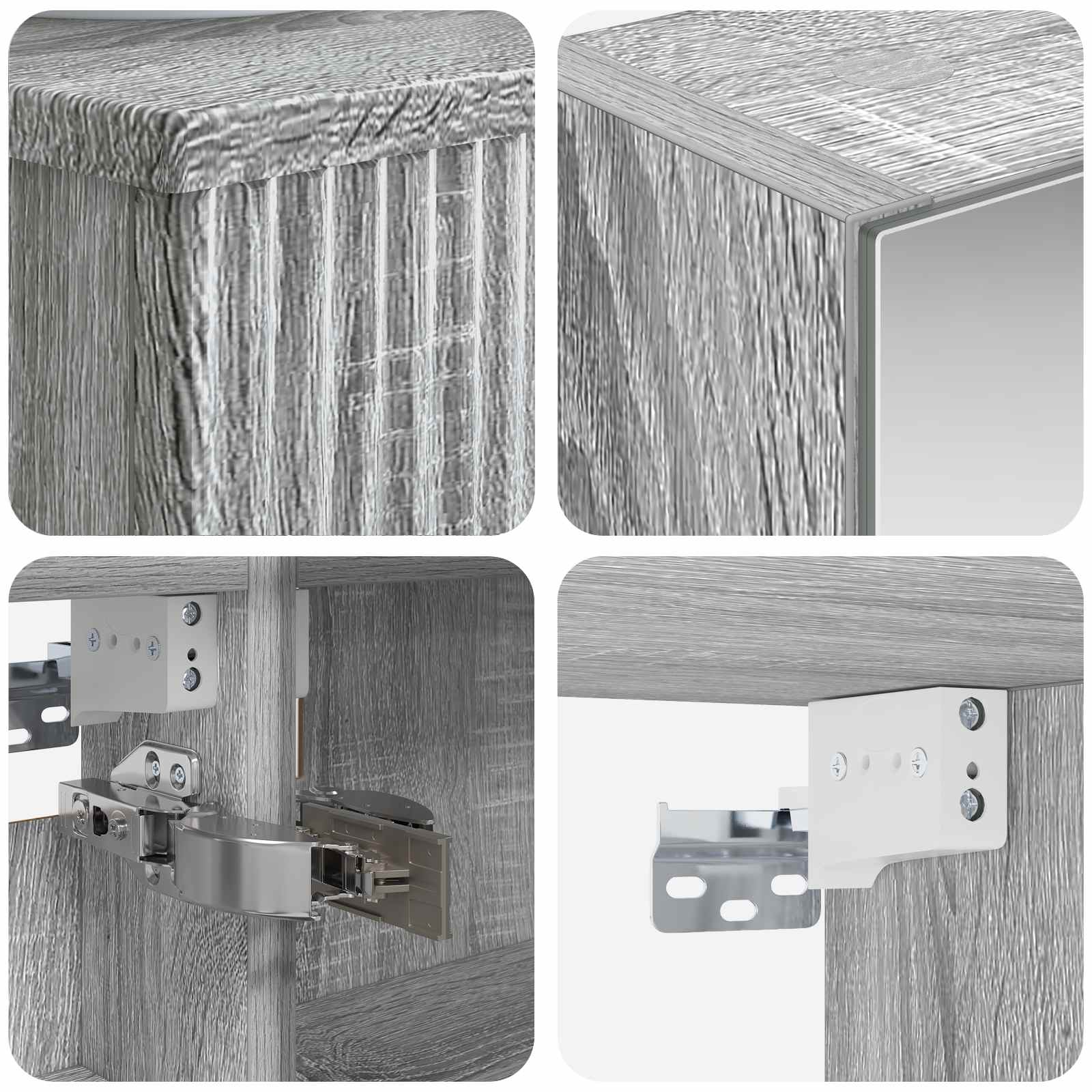 Set ormarića za kupaonicu 4 pcs Siva Sonoma 40 x 10,5 x 60,5 cm