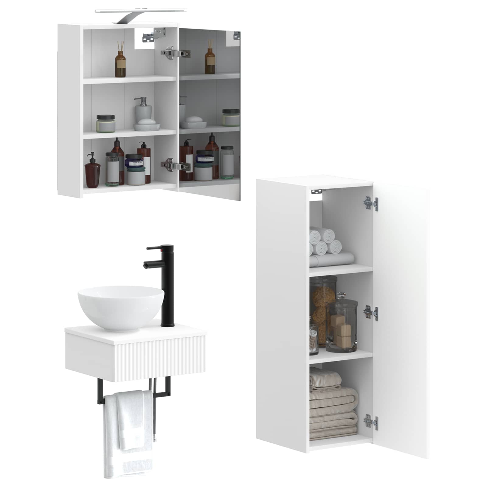 Set ormarića za kupaonicu 4 pcs Bijela 43 x 16 x 62,5 cm