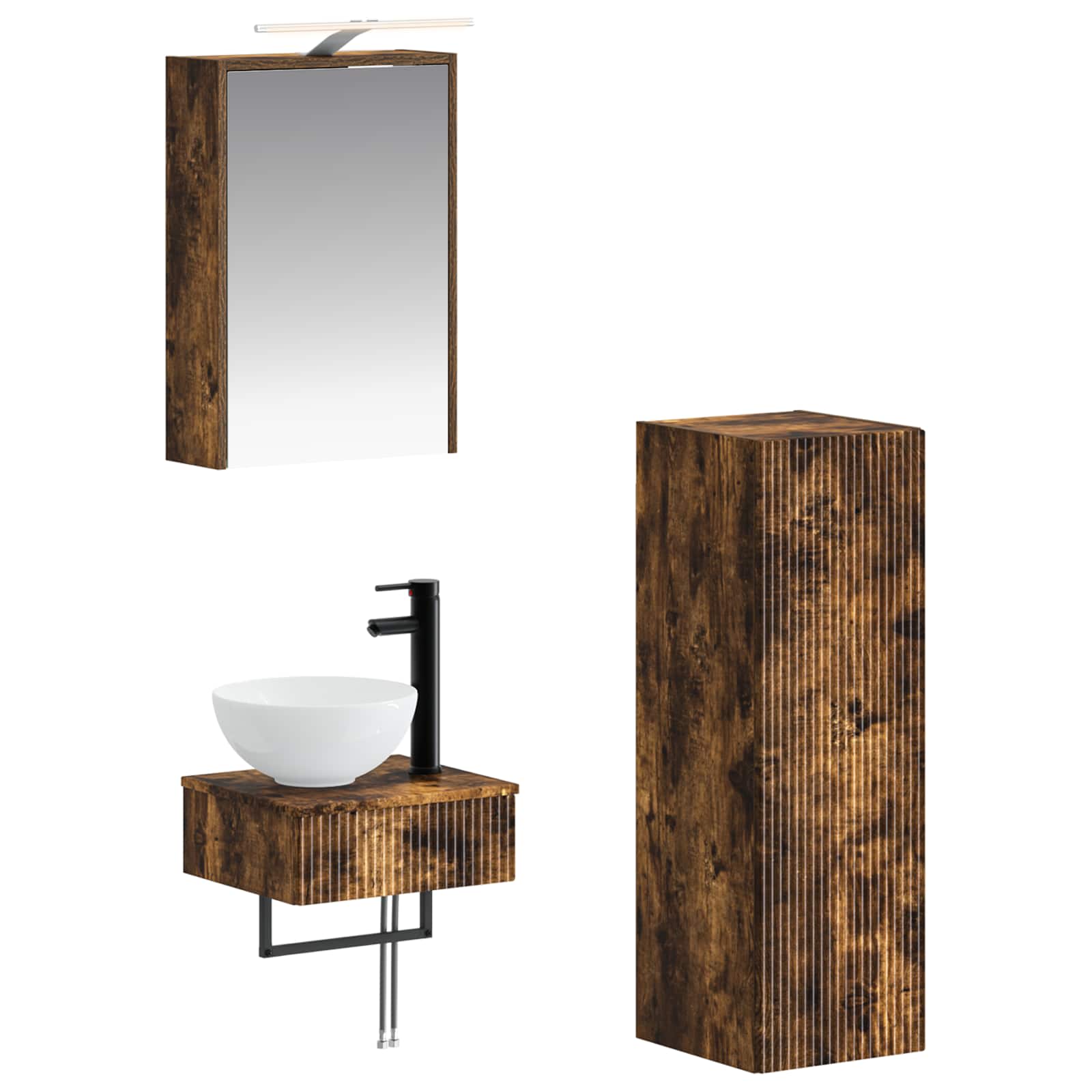 Set ormarića za kupaonicu 4 pcs Dimljeni hrast