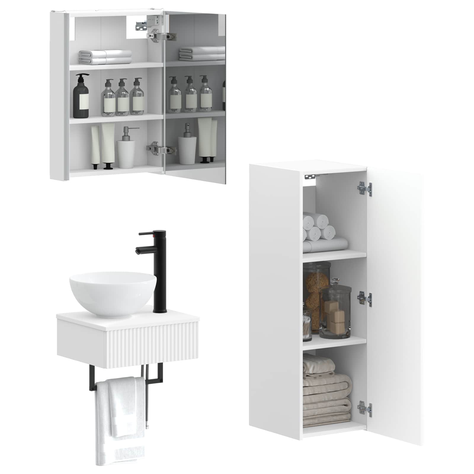 Set ormarića za kupaonicu 4 pcs Bijela 43 x 11,5 x 60,5 cm