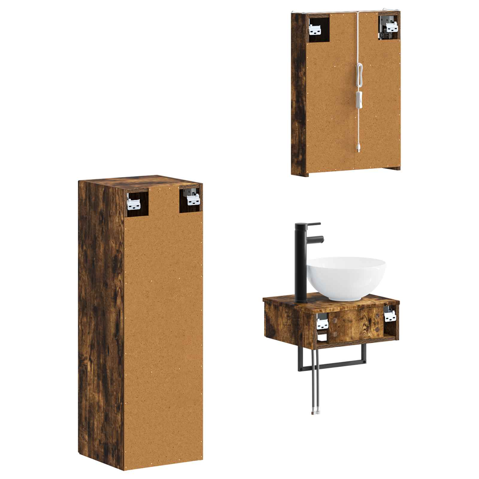 Set ormarića za kupaonicu 4 pcs Dimljeni hrast