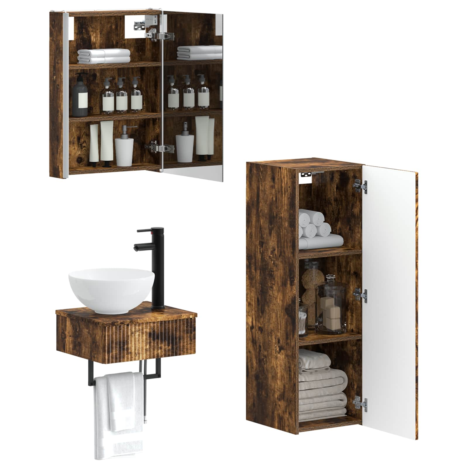Set ormarića za kupaonicu 4 pcs Dimljeni hrast