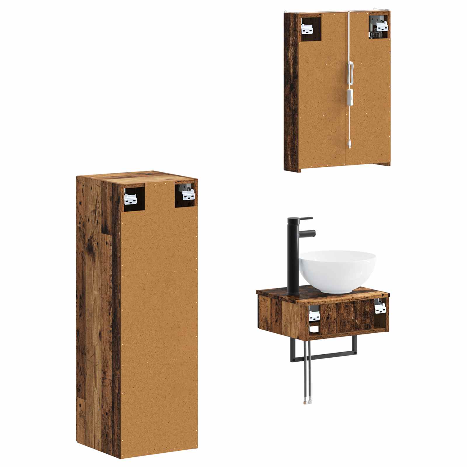 Set ormarića za kupaonicu 4 pcs Staro drvo 43 x 11,5 x 60,5 cm