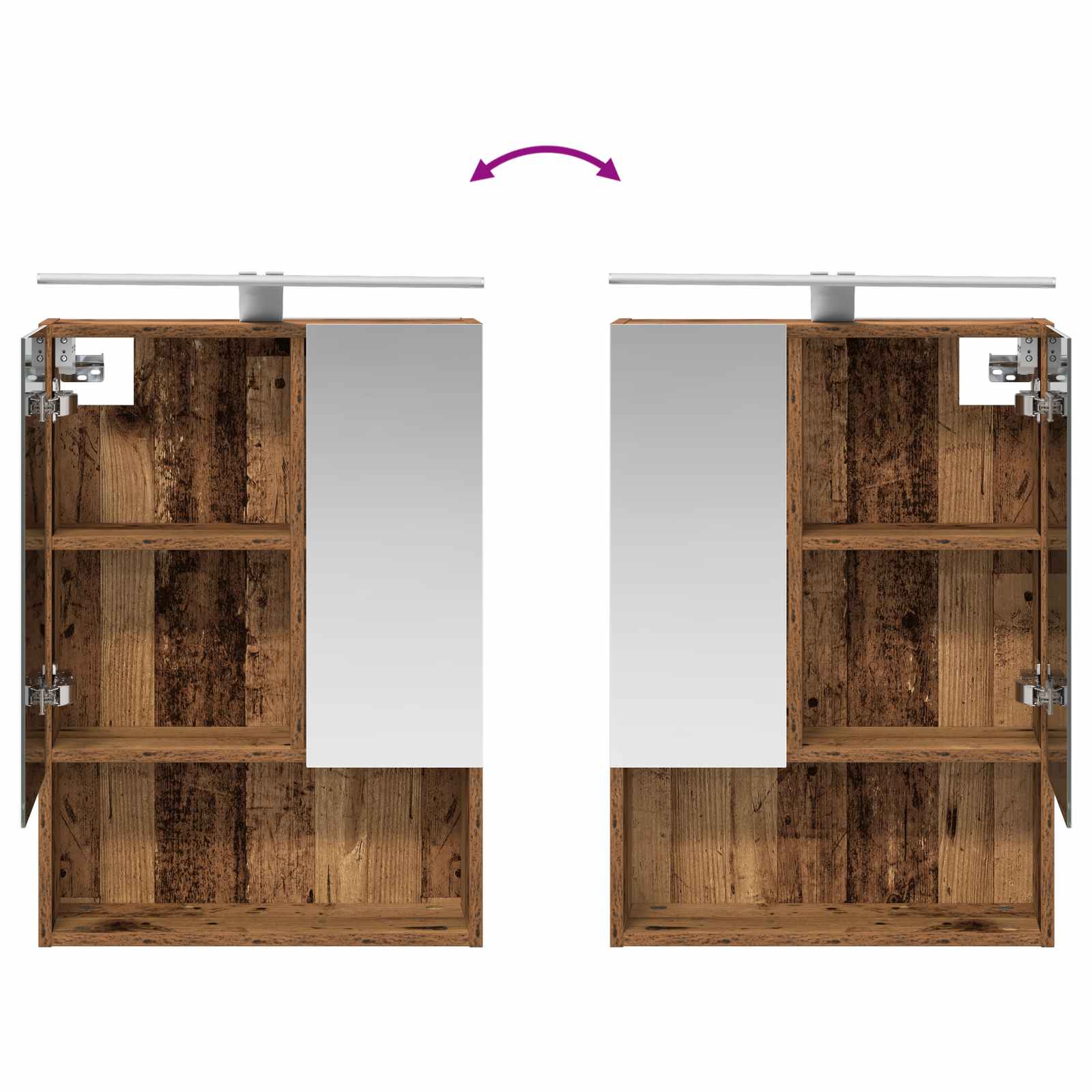 Set ormarića za kupaonicu 4 pcs Staro drvo 50 x 14,5 x 70 cm