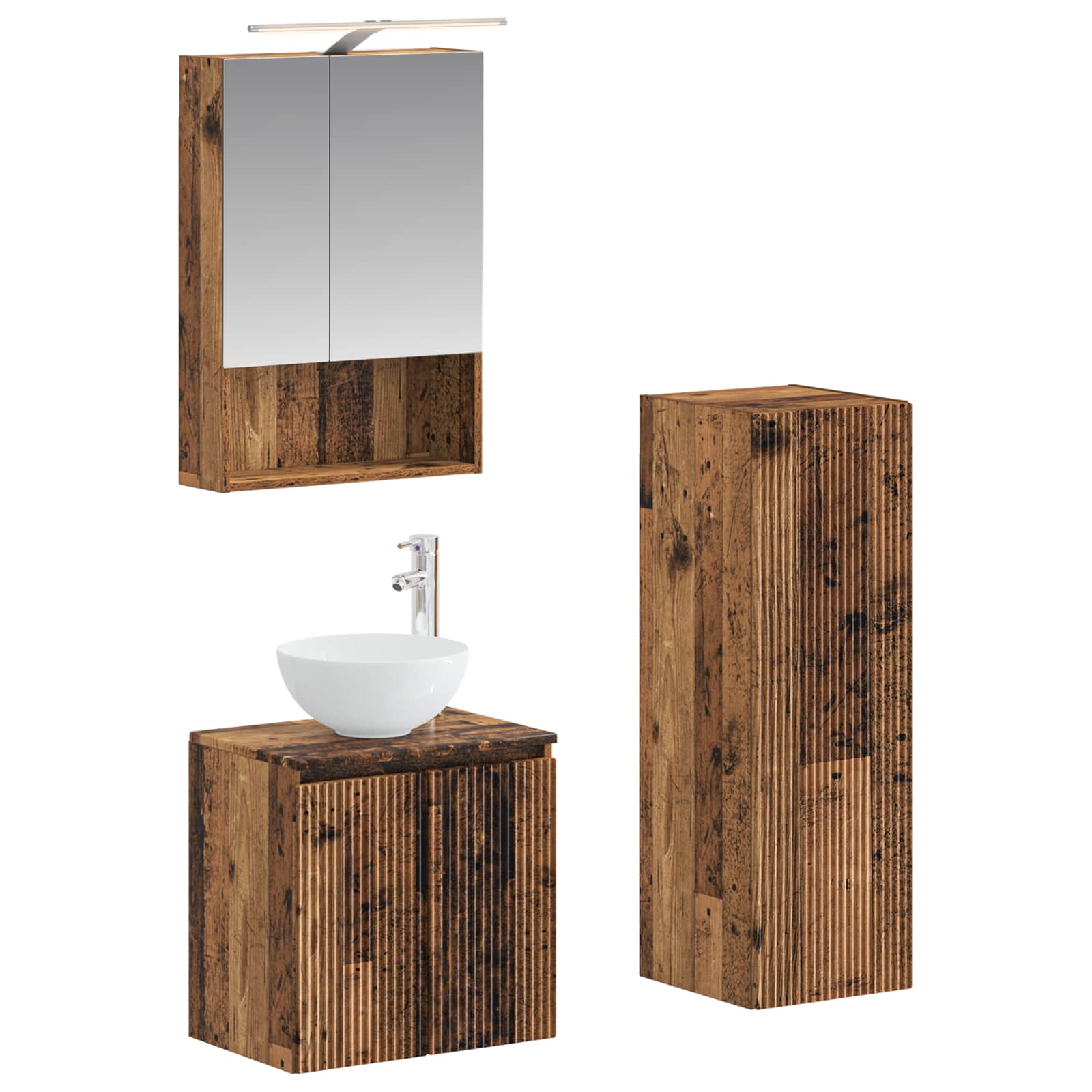 Set namještaja za kupaonicu 4 pcs Staro drvo