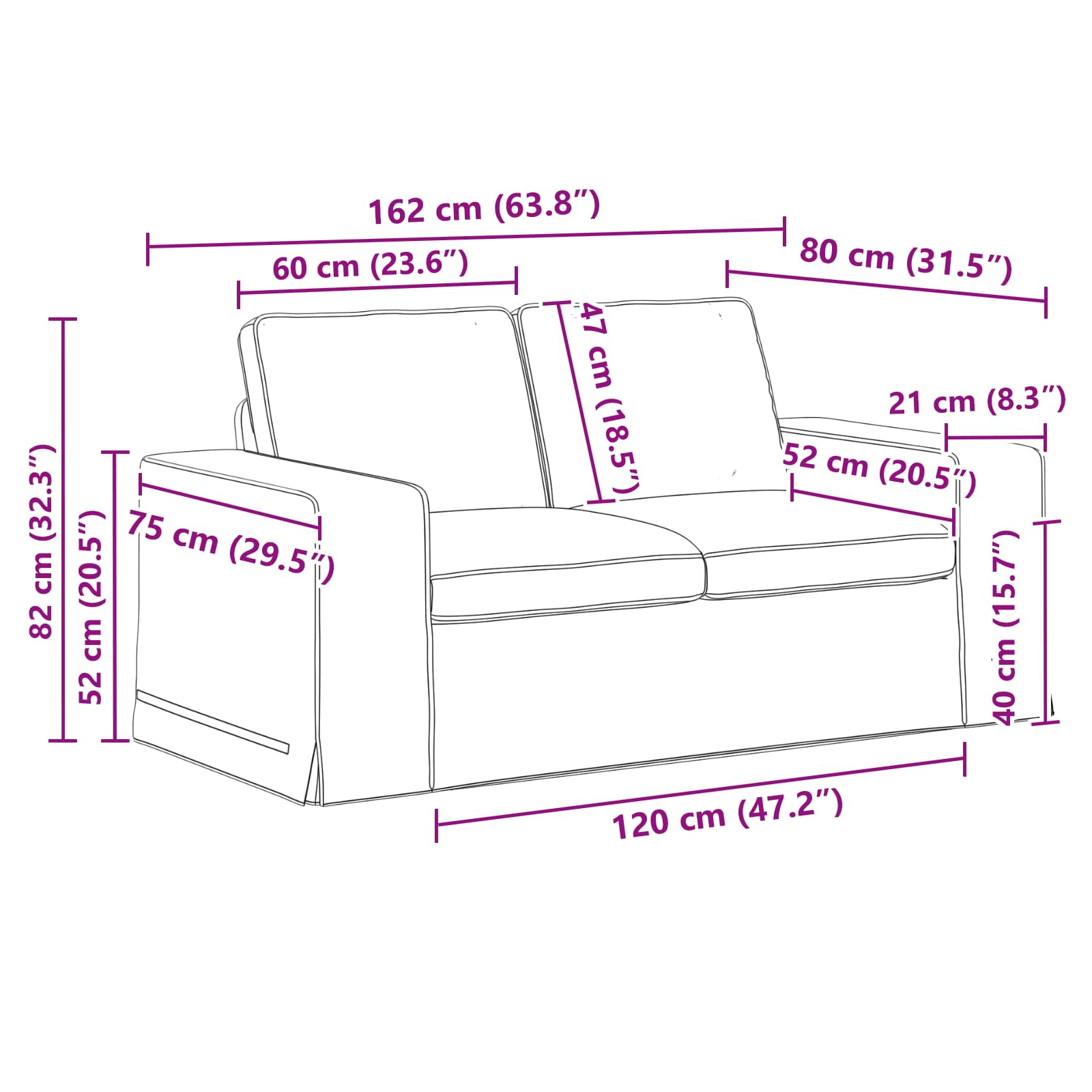 Set sofe 2 pcs Plava 162 x 80 x 82 cm tkanina