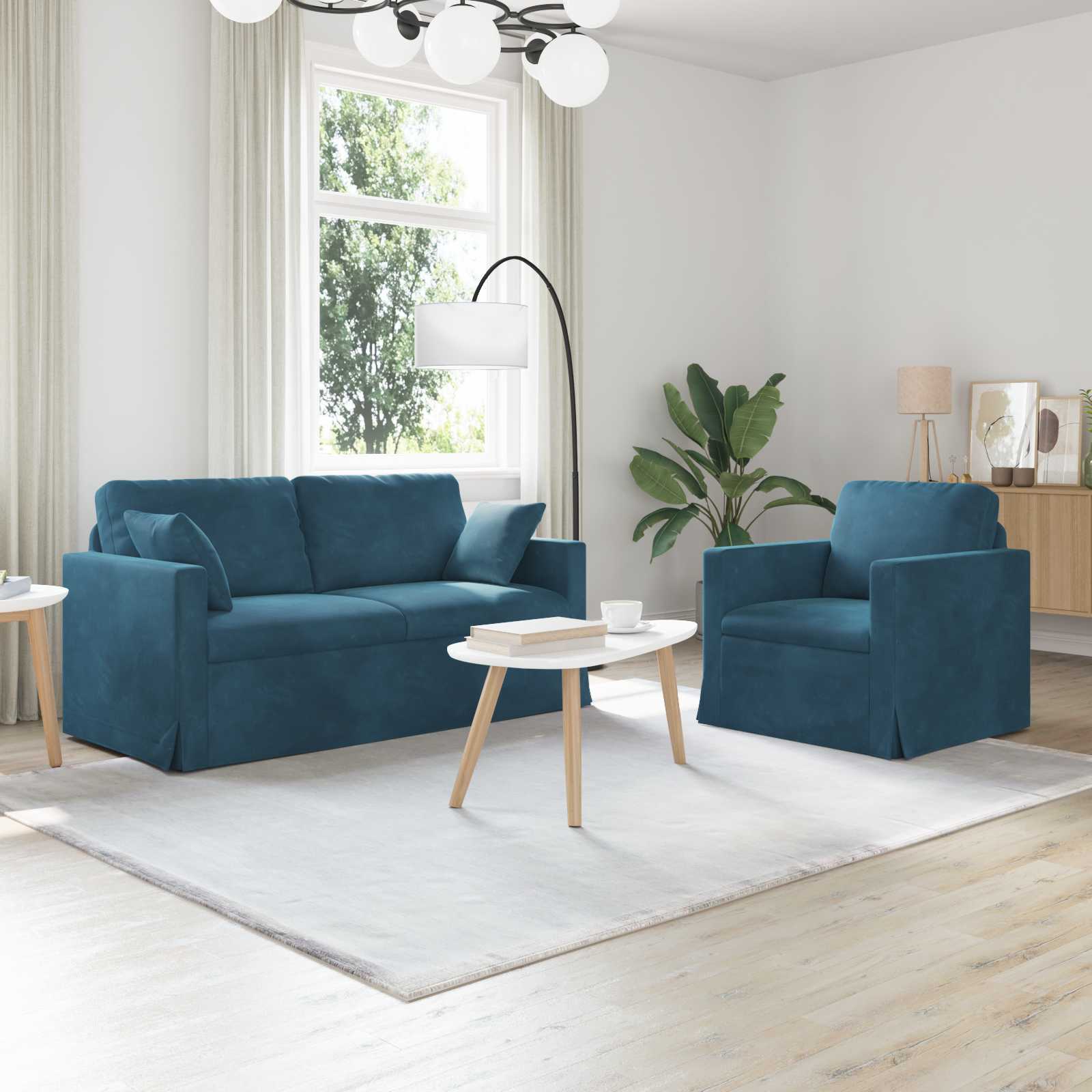 Set sofe 2 pcs Plava 158 x 78 x 80 cm Baršun