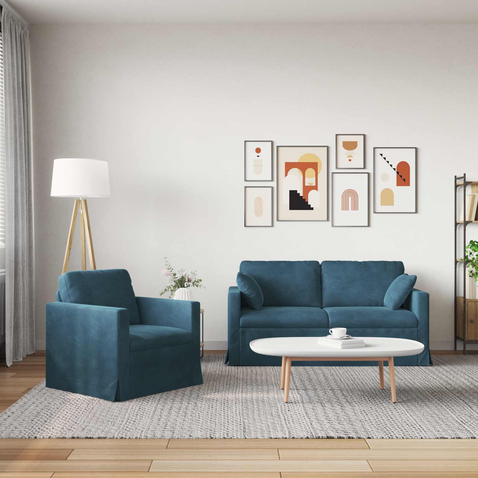 Set sofe 2 pcs Plava 158 x 78 x 80 cm Baršun