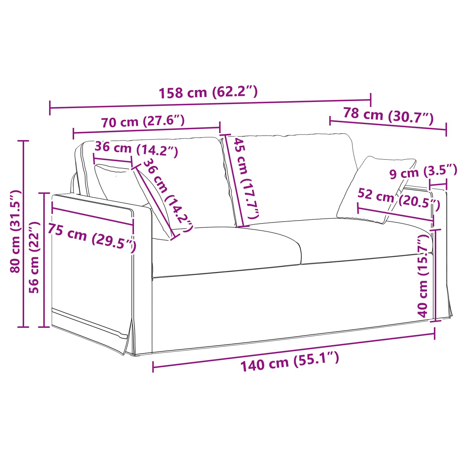 Set sofe 2 pcs Plava 158 x 78 x 80 cm Baršun