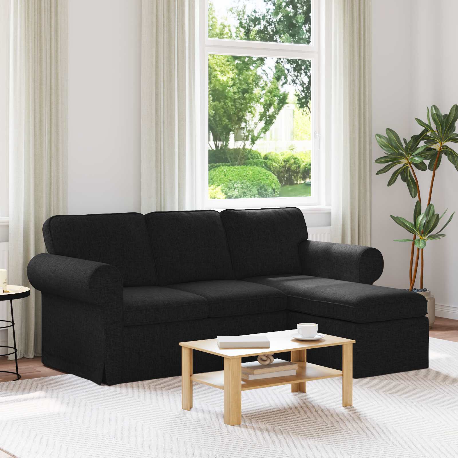 Sofa Crna 195 x 138 x 80 cm tkanina