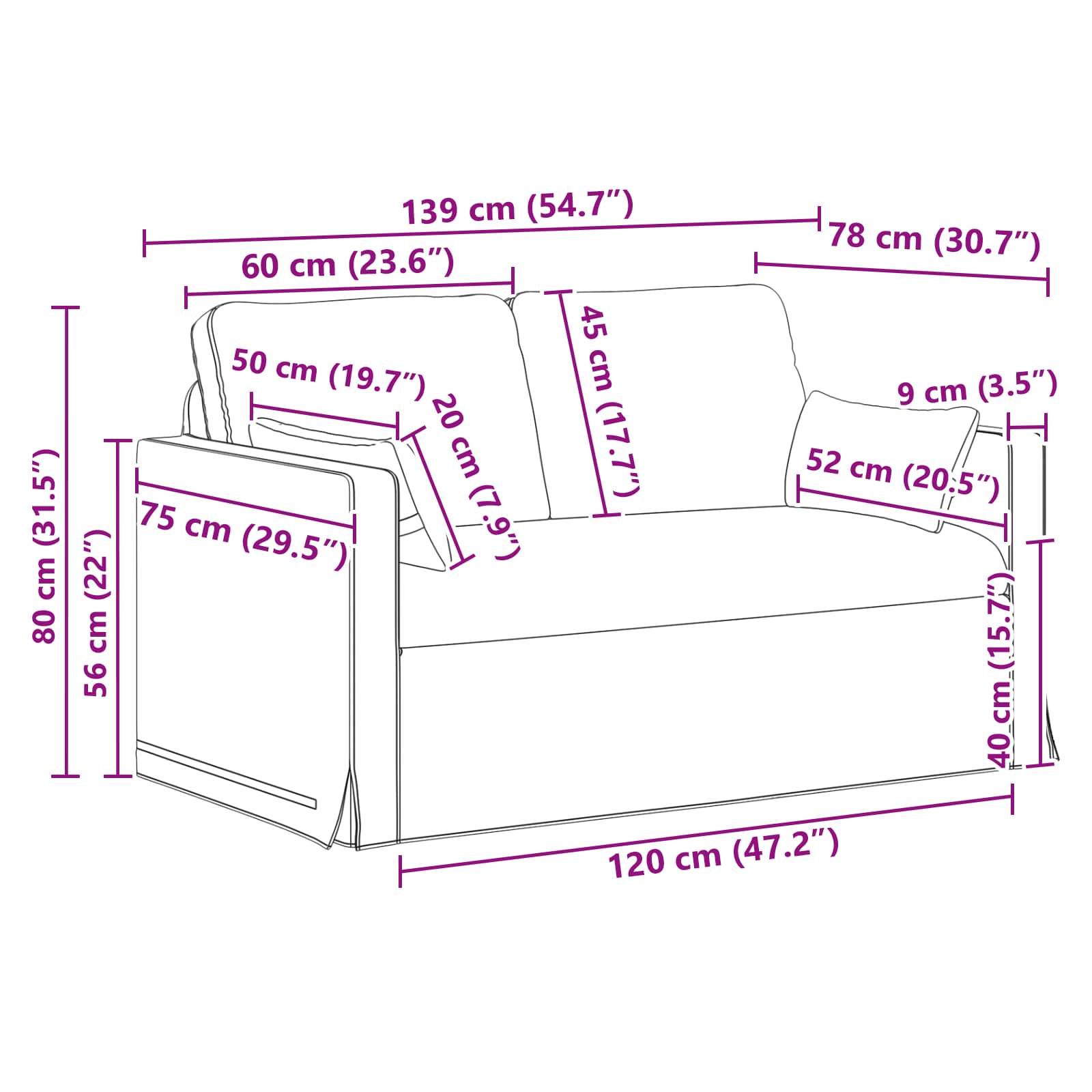 Sofa Sivo-smeđa 139 x 78 x 80 cm tkanina