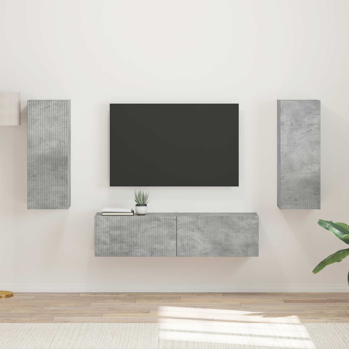 Set TV komoda 2 kom. Betonski sivi Konstruirano drvo