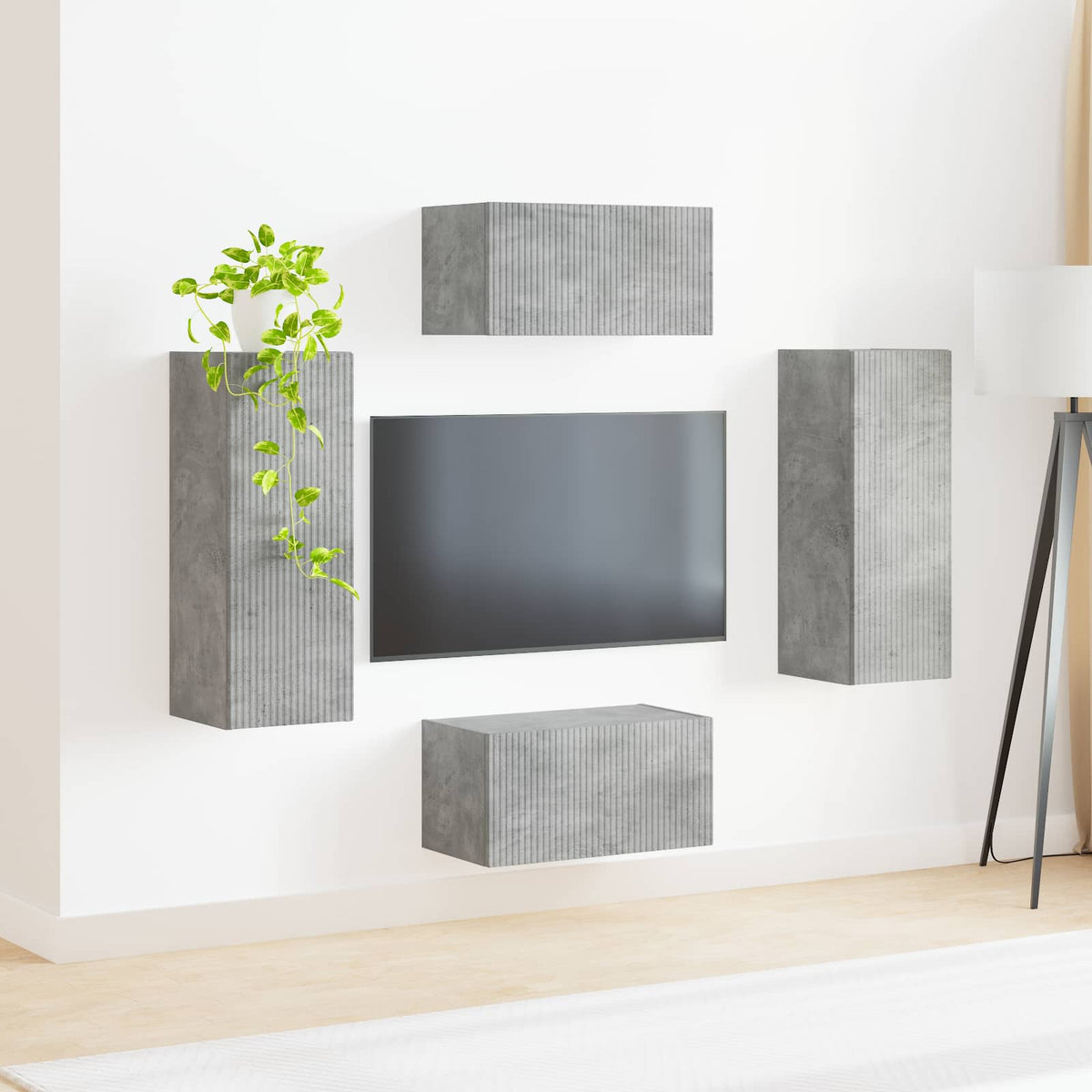 Set TV komoda 2 kom. Betonski sivi Konstruirano drvo