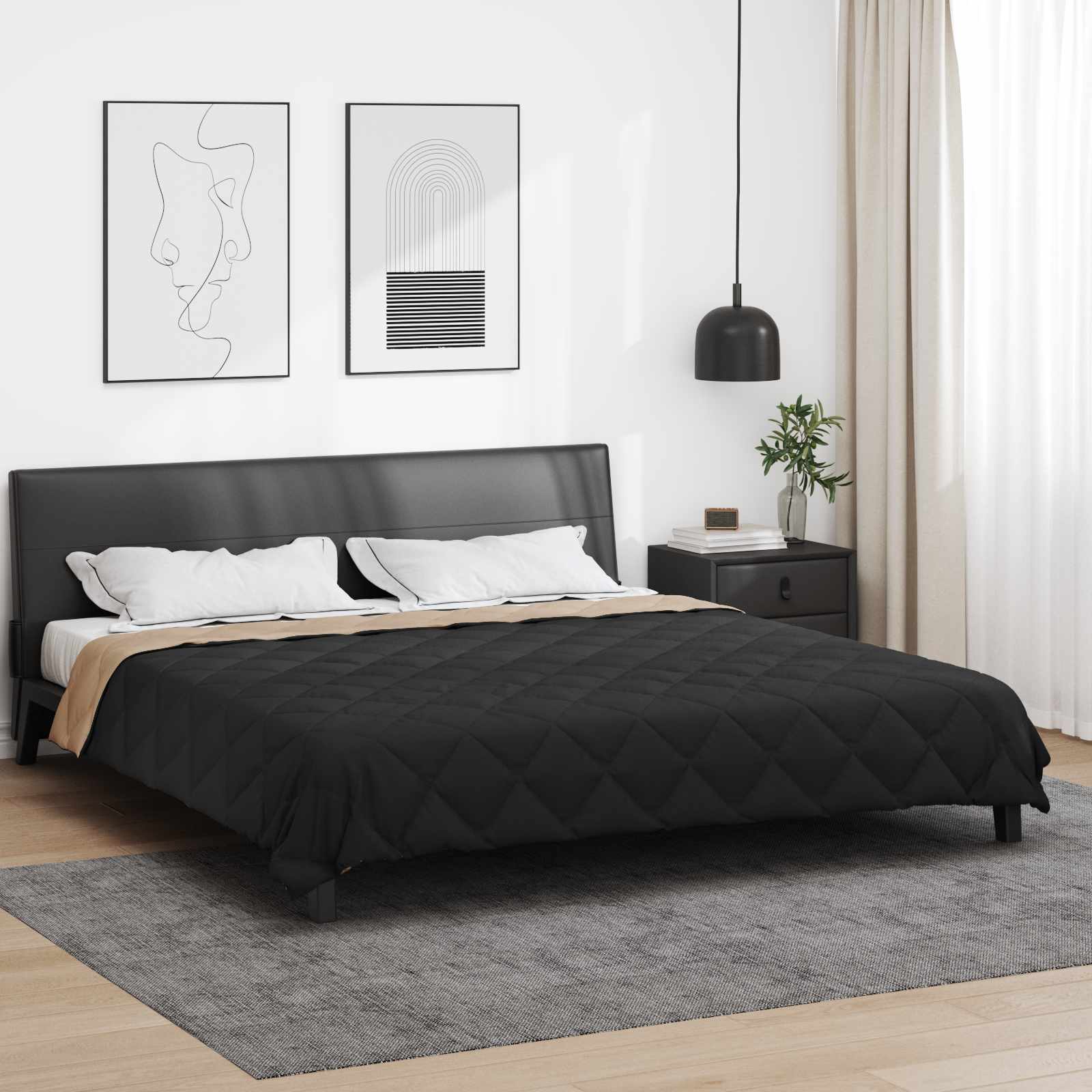 Ljetni pokrivač Crna i taupe 240 x 200 cm Mikrovlakna