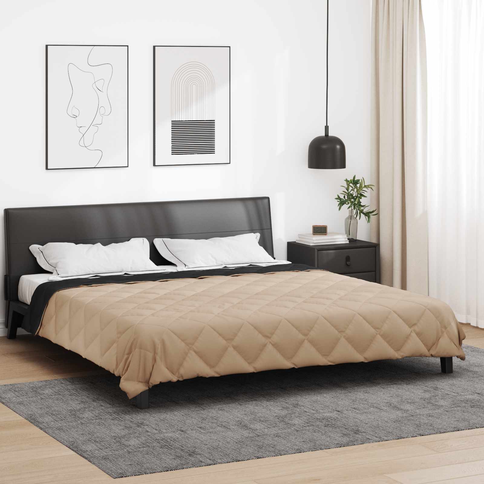 Ljetni pokrivač Crna i taupe 240 x 200 cm Mikrovlakna