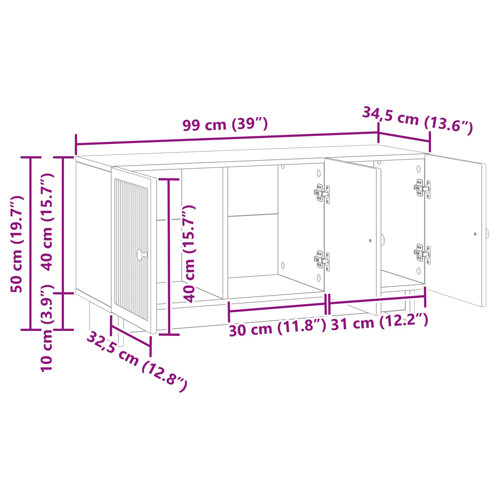 TV ormar Bijela visokog sjaja 99 x 34,5 x 50 cm