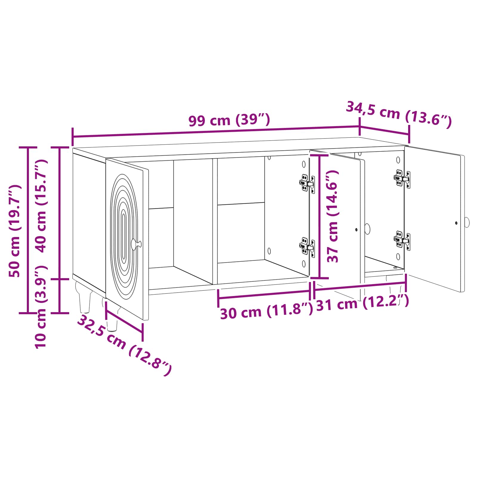 TV ormar Bijela visokog sjaja 99 x 34,5 x 50 cm