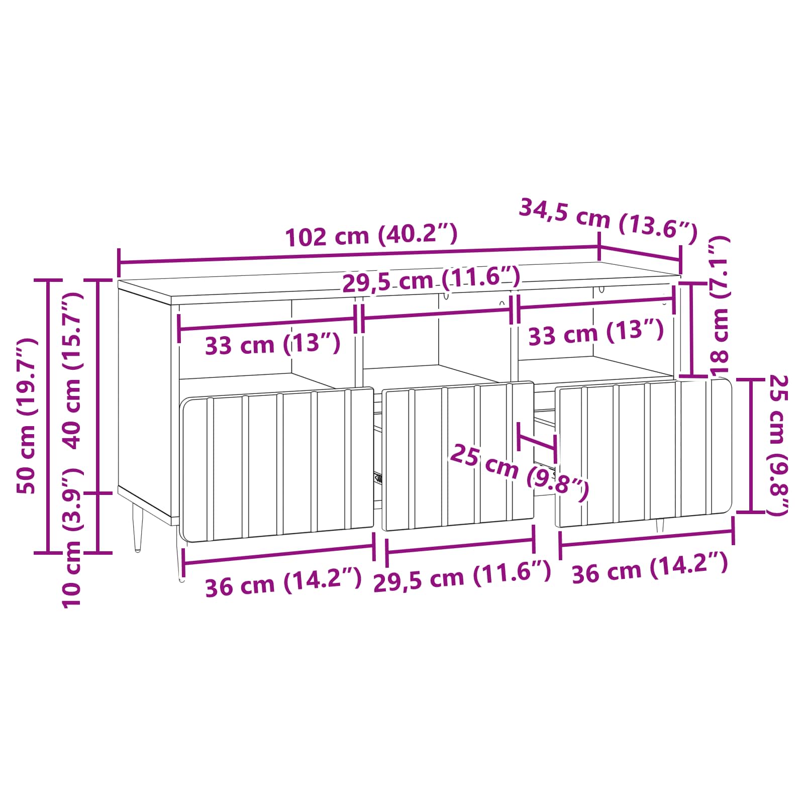 TV ormar s ladicama Bijela 102 x 34,5 x 50 cm Konstruirano drvo