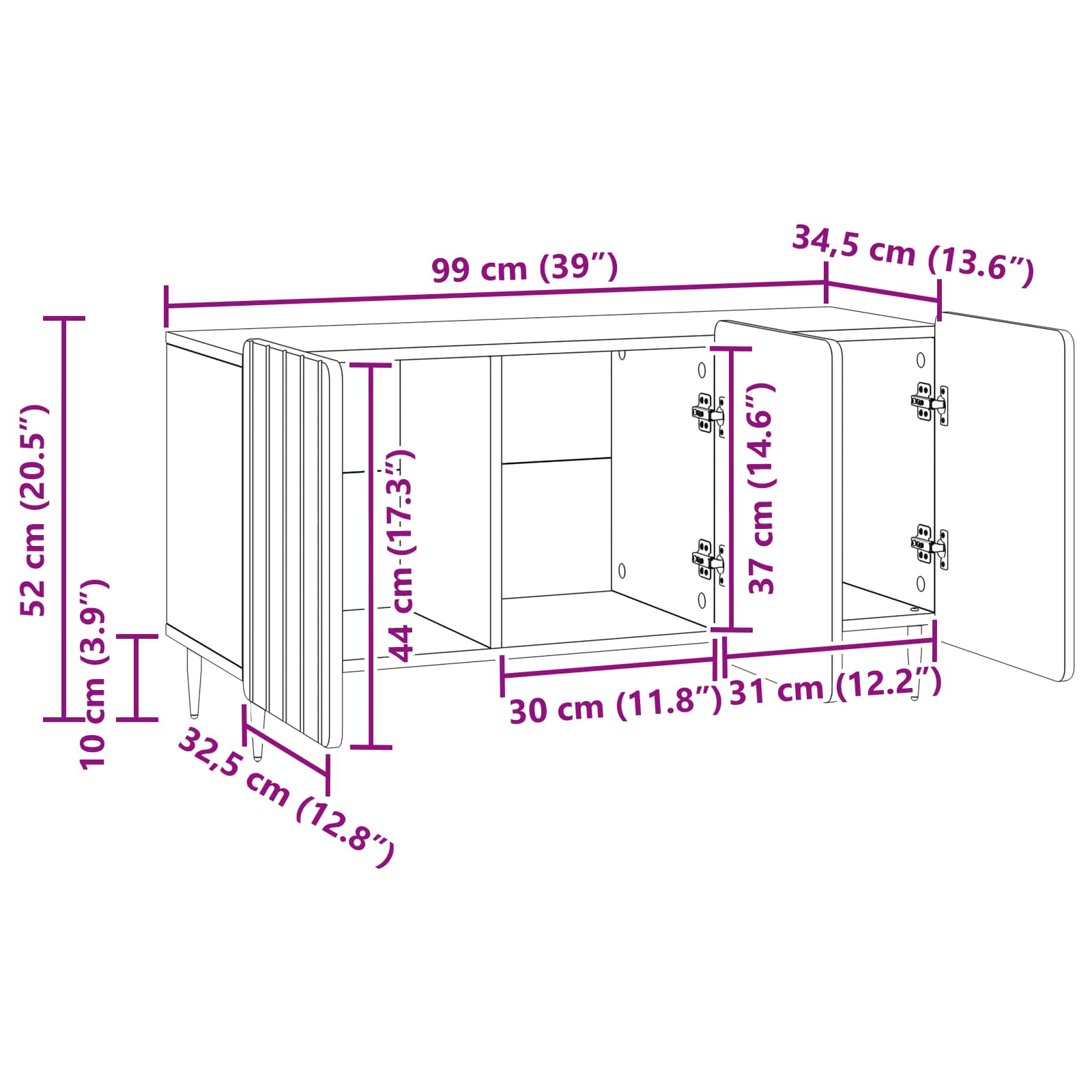 TV ormar Bijela 99 x 34,5 x 52 cm Konstruirano drvo
