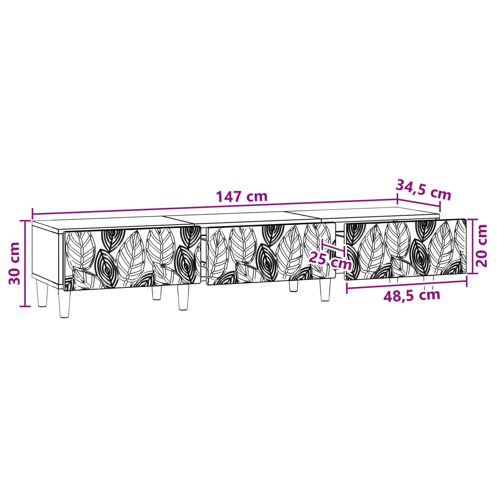 TV ormar 147 x 34,5 x 30 cm Staro drvo Konstruirano drvo