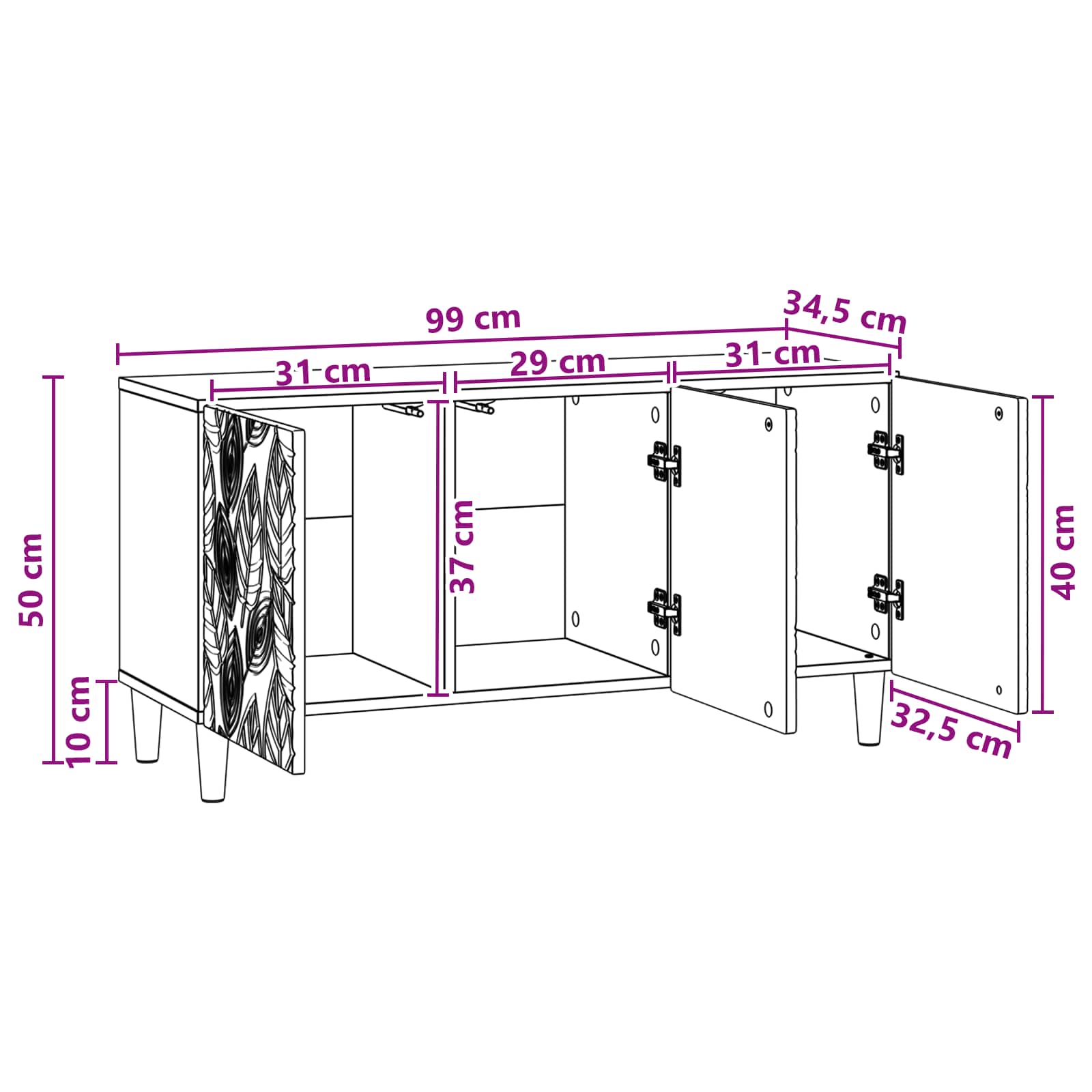 TV ormar 99 x 34,5 x 50 cm Hrast artisan Konstruirano drvo