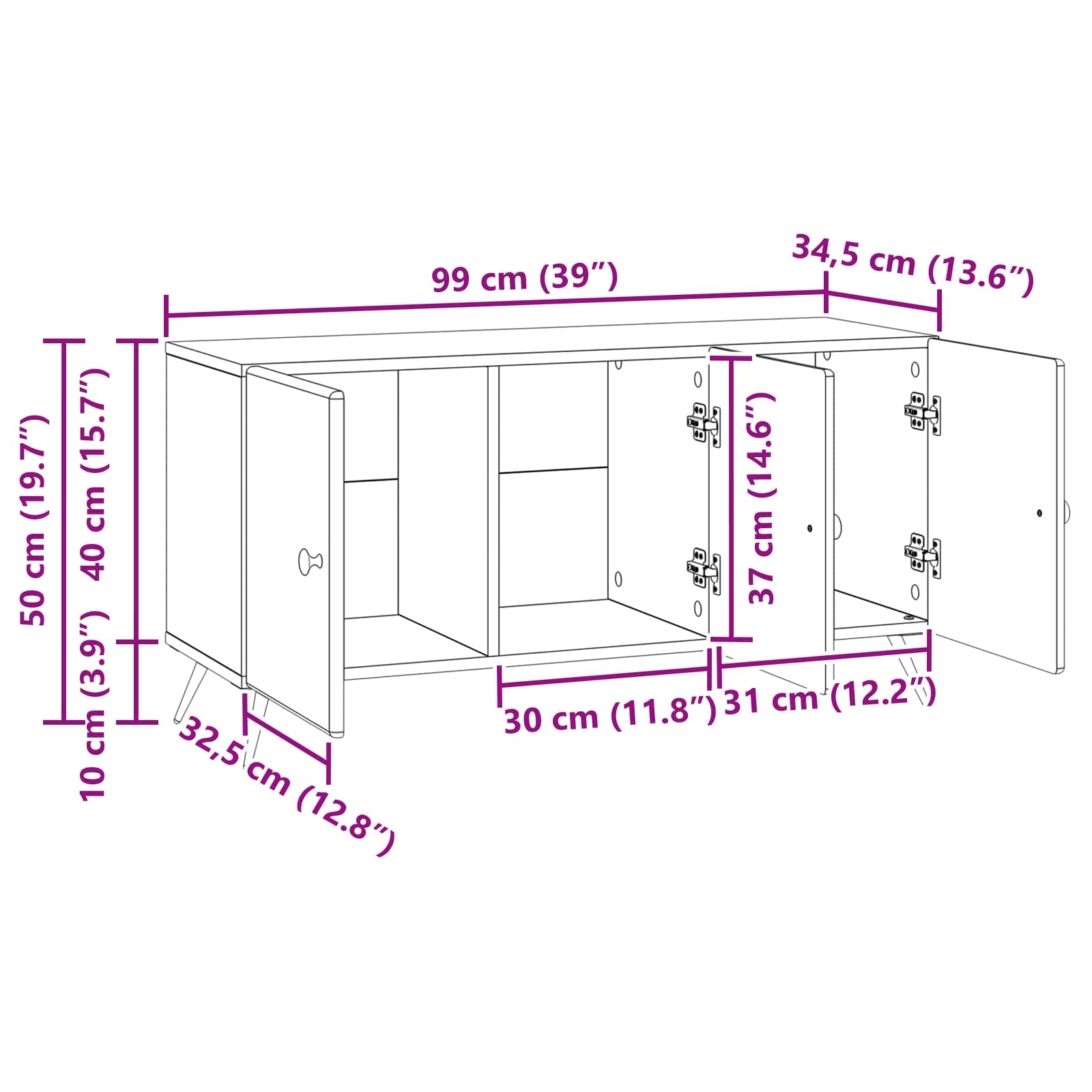 TV ormar Bijela visokog sjaja 99 x 34,5 x 50 cm