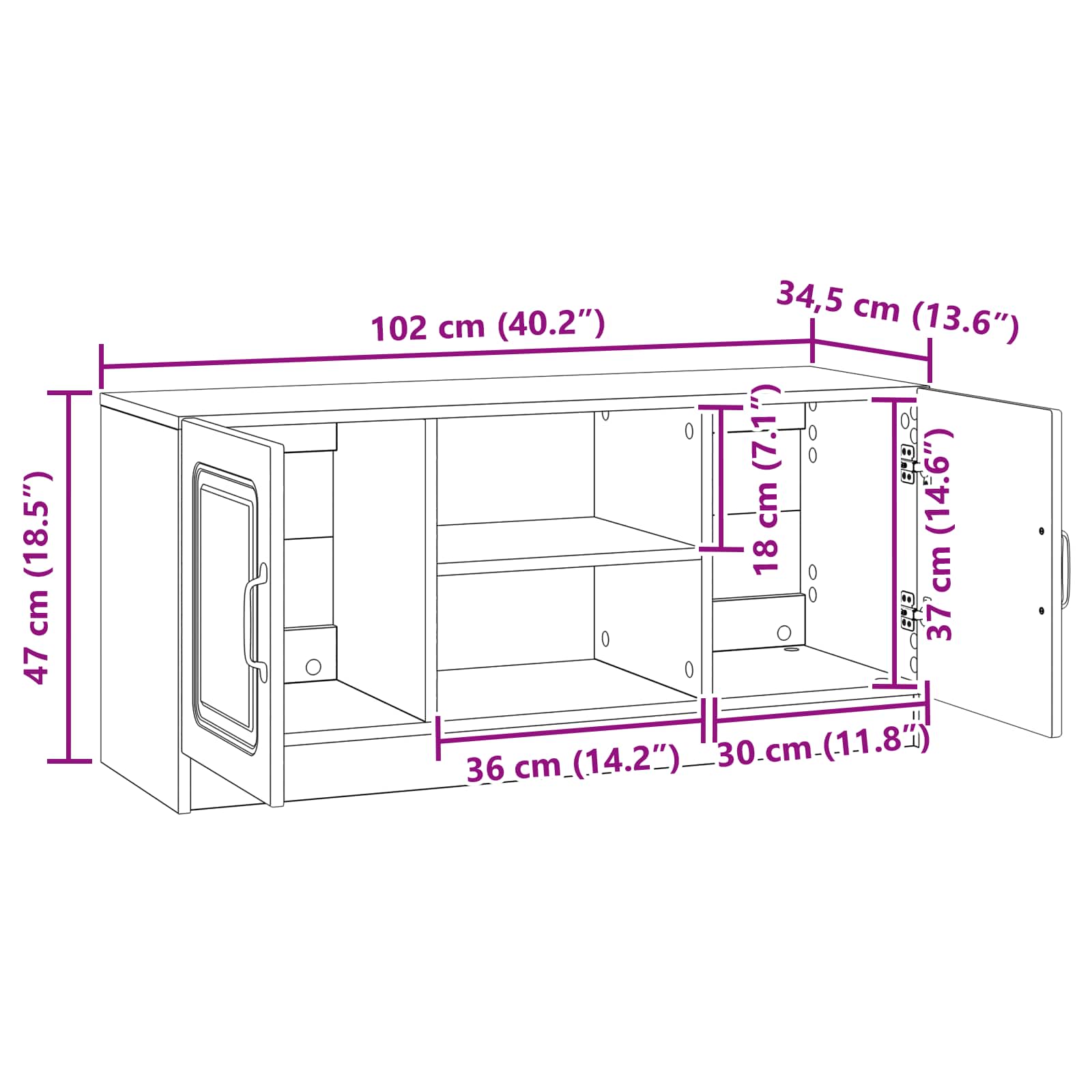 TV ormar Bijela 102 x 34,5 x 47 cm Konstruirano drvo