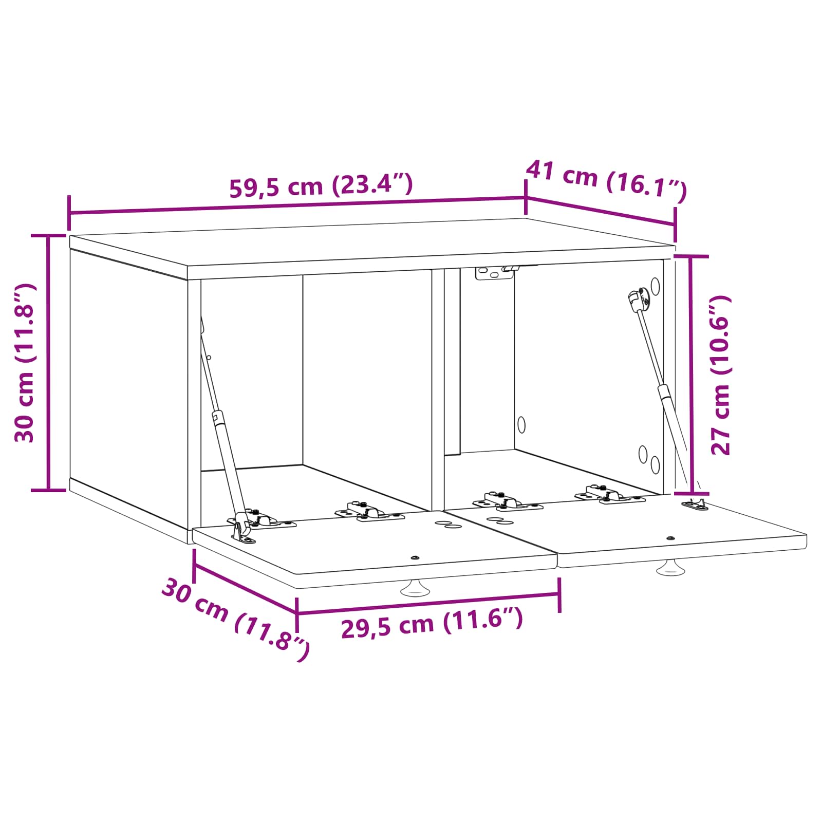 TV ormar za zid Bijela 59,5 x 41 x 30 cm Konstruirano drvo