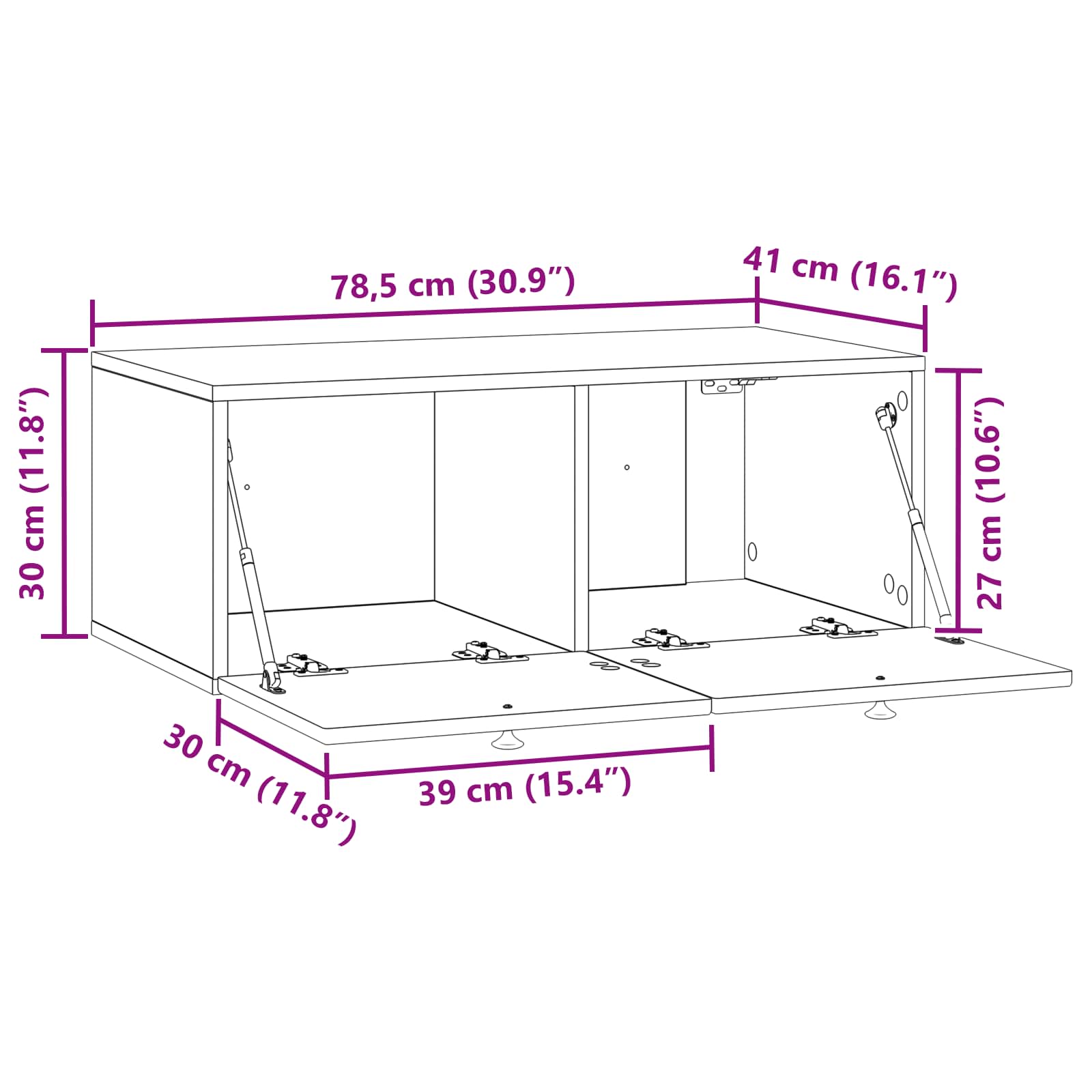 TV ormar za zid Bijela 78,5 x 41 x 30 cm Konstruirano drvo