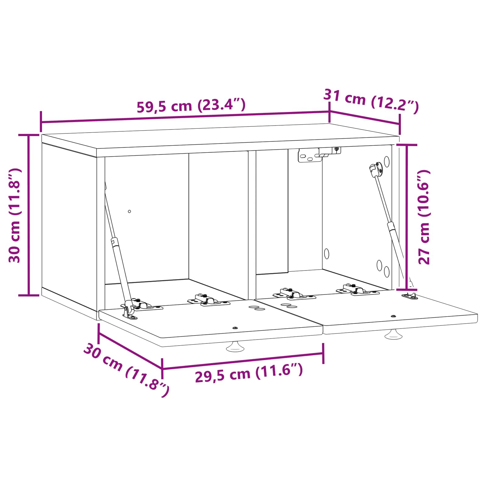 TV ormar za zid Bijela 59,5 x 31 x 30 cm Konstruirano drvo
