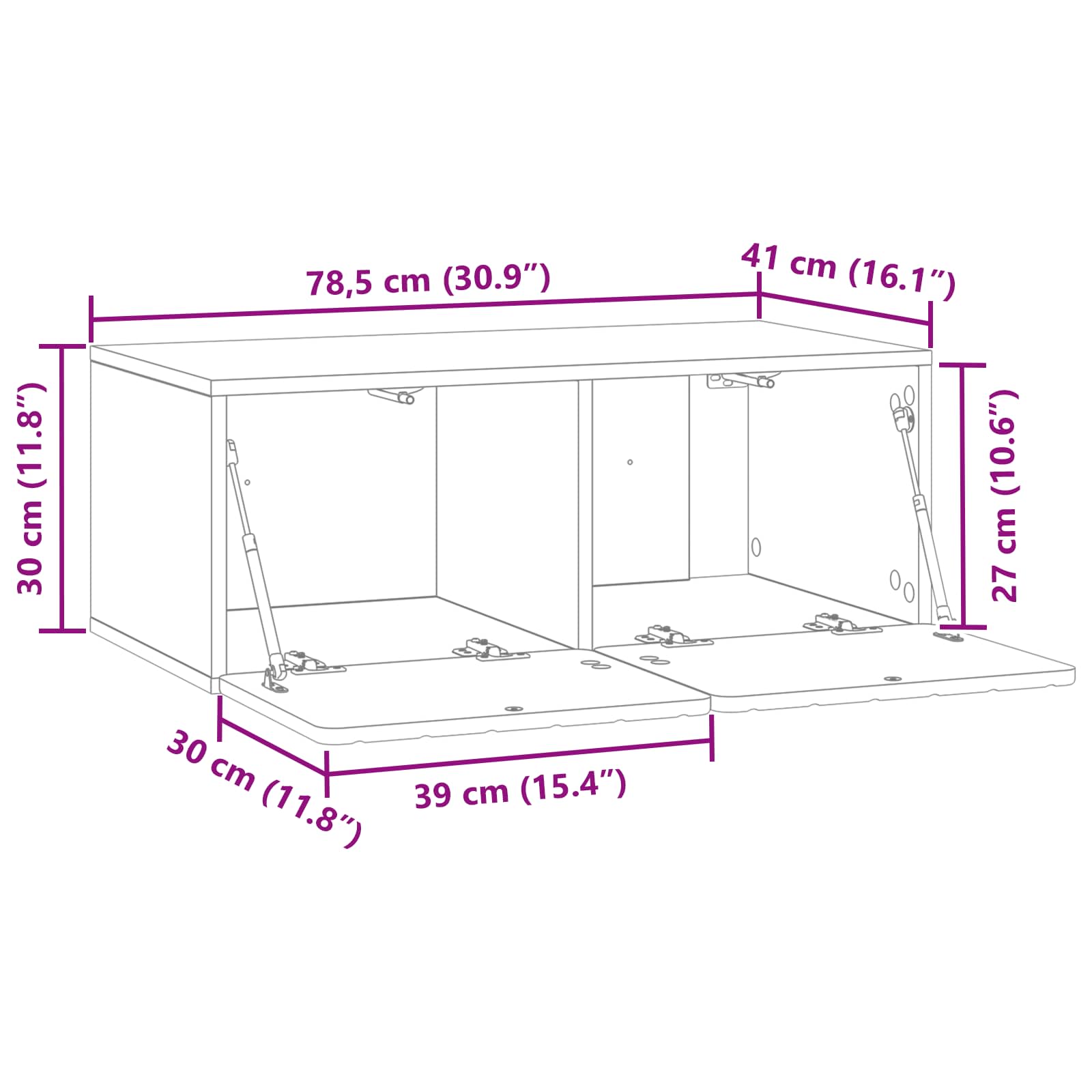 TV ormar za zid Bijela 78,5 x 41 x 30 cm Konstruirano drvo