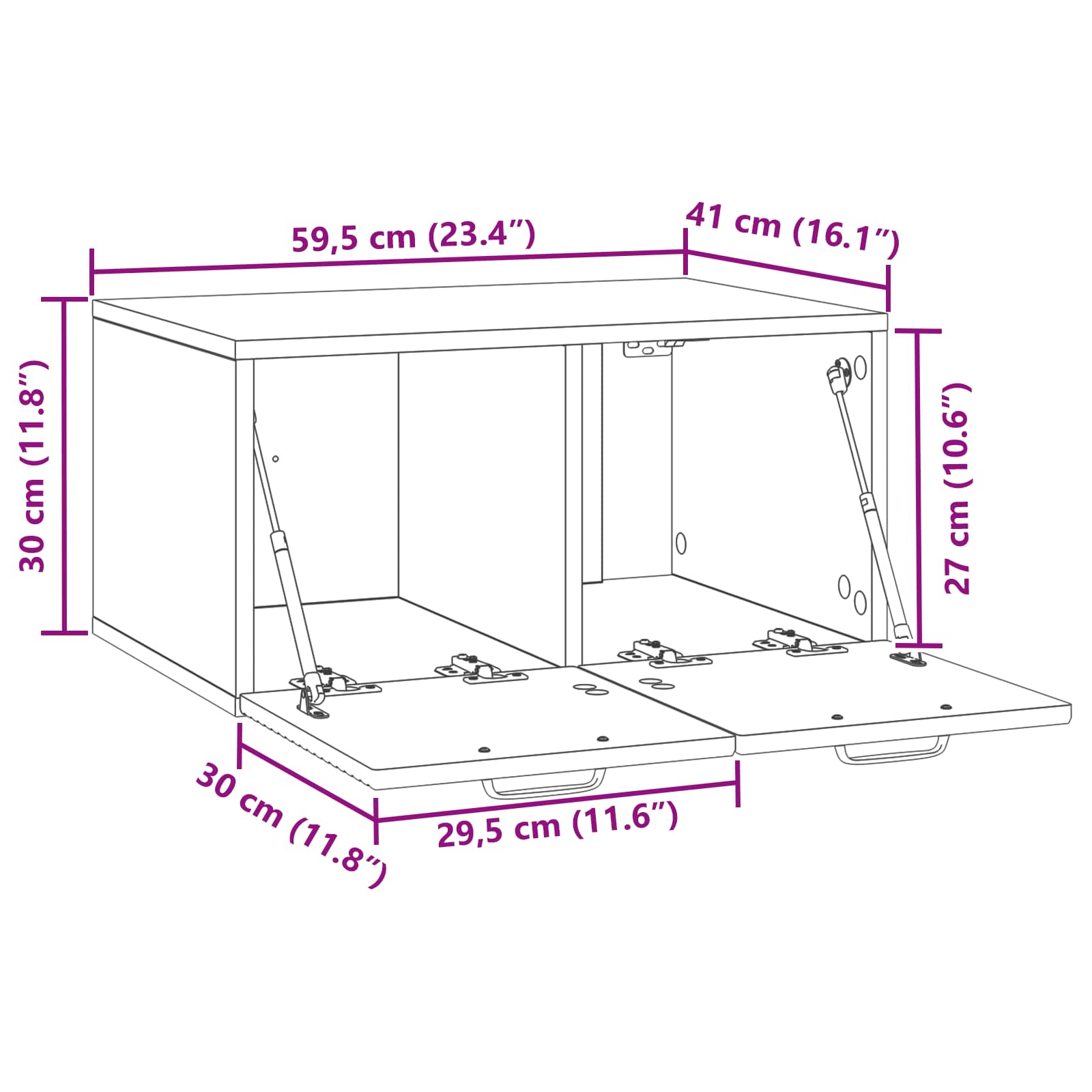 TV ormar za zid Bijela 59,5 x 41 x 30 cm Konstruirano drvo
