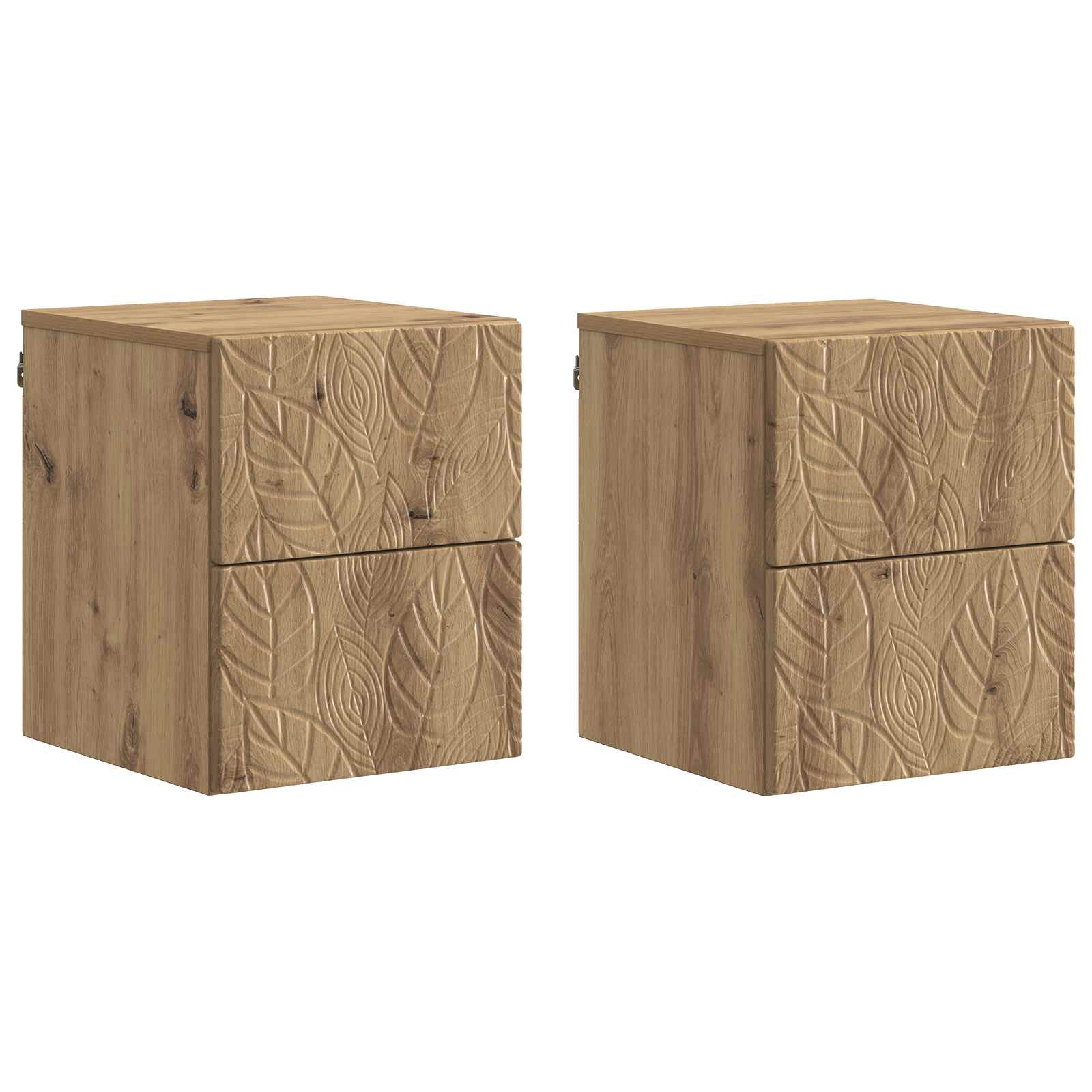 Noćni ormarić za montažu na zid 2 pcs Hrast artisan