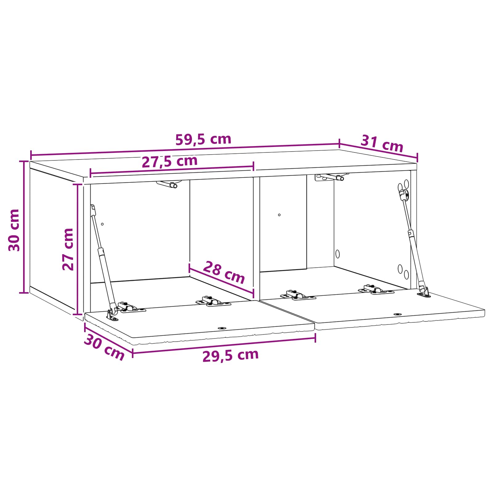 TV ormar za zid 59,5 x 31 cm Staro drvo Konstruirano drvo Zidne