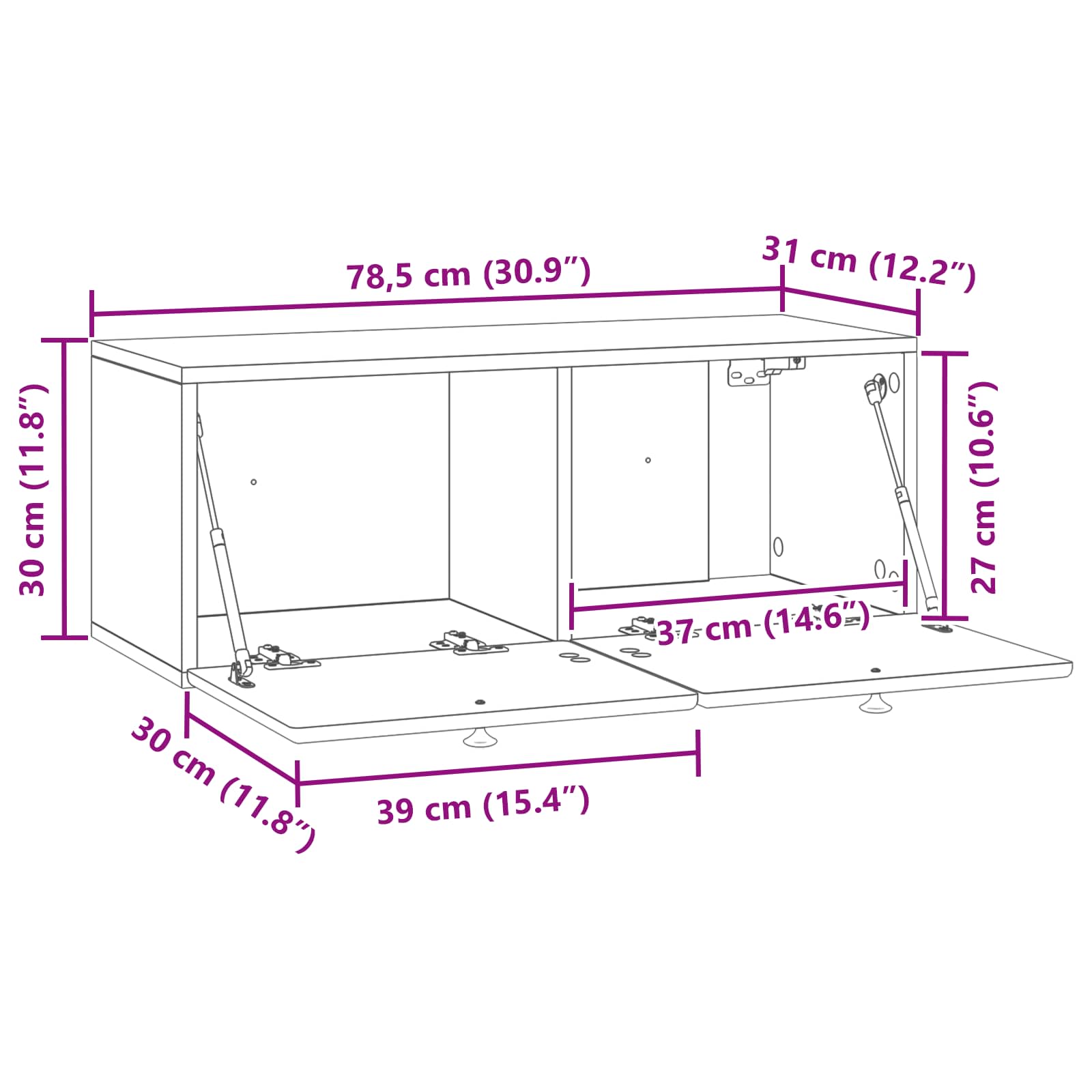 TV ormar za zid 78,5 x 31 x 30 cm Bijela Konstruirano drvo