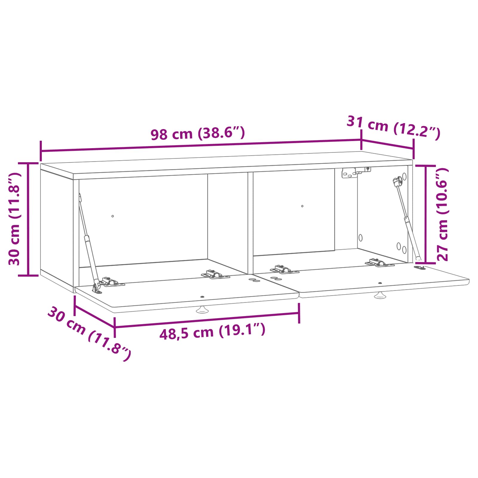 TV ormar za zid 98 x 31 x 30 cm Bijela Konstruirano drvo Zidne